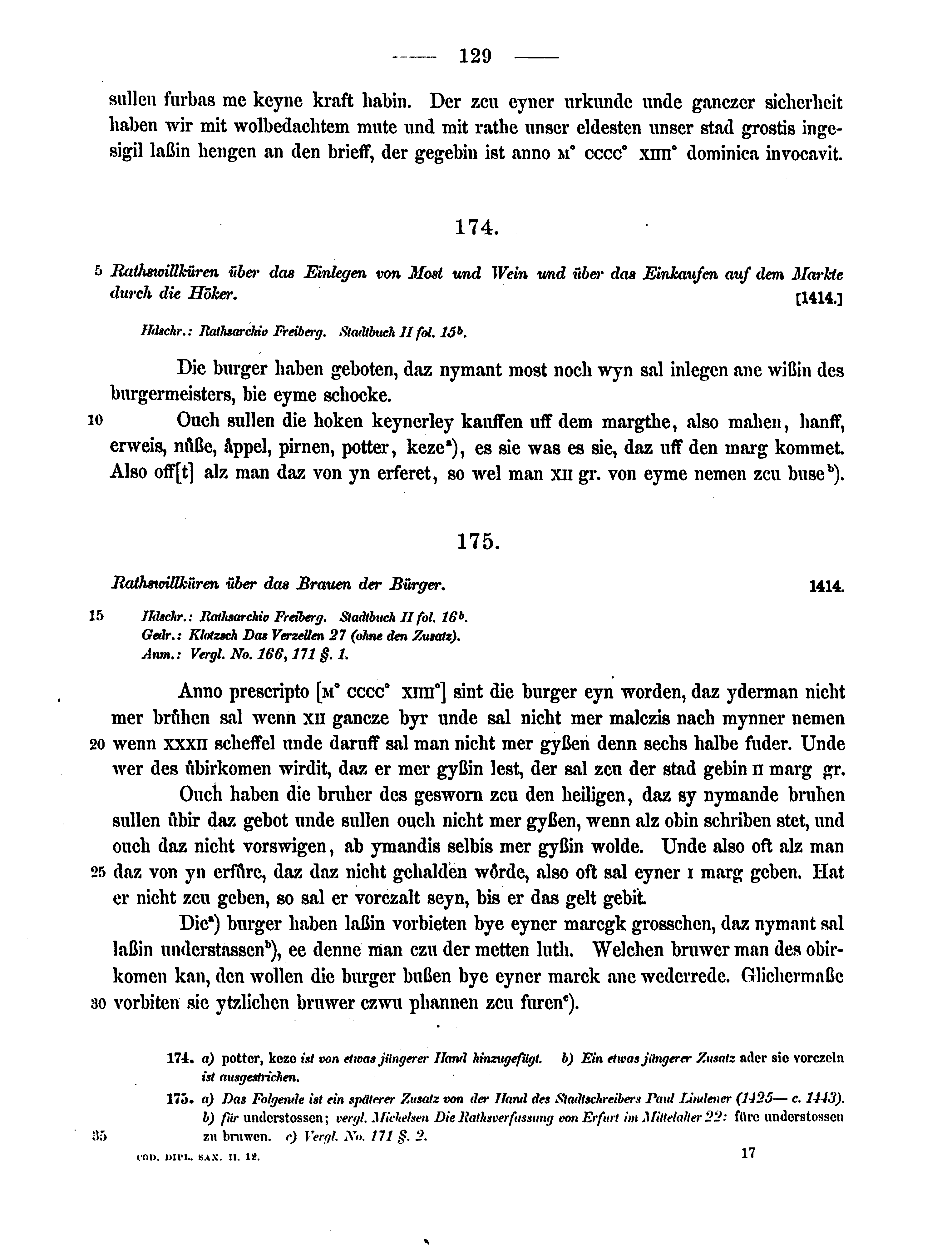 Historische Urkunde Seite 129 aus Band cds2_12