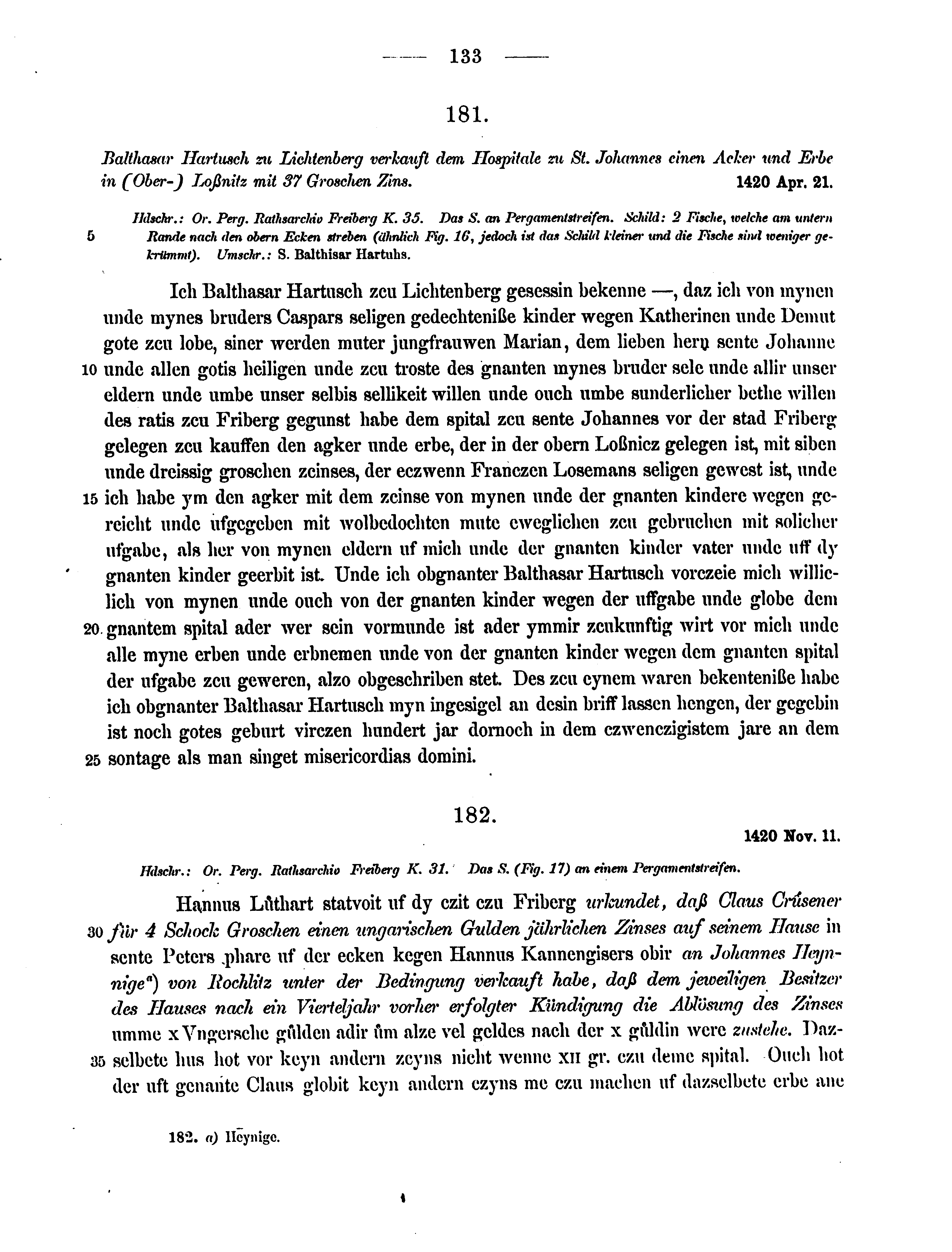 Historische Urkunde Seite 133 aus Band cds2_12