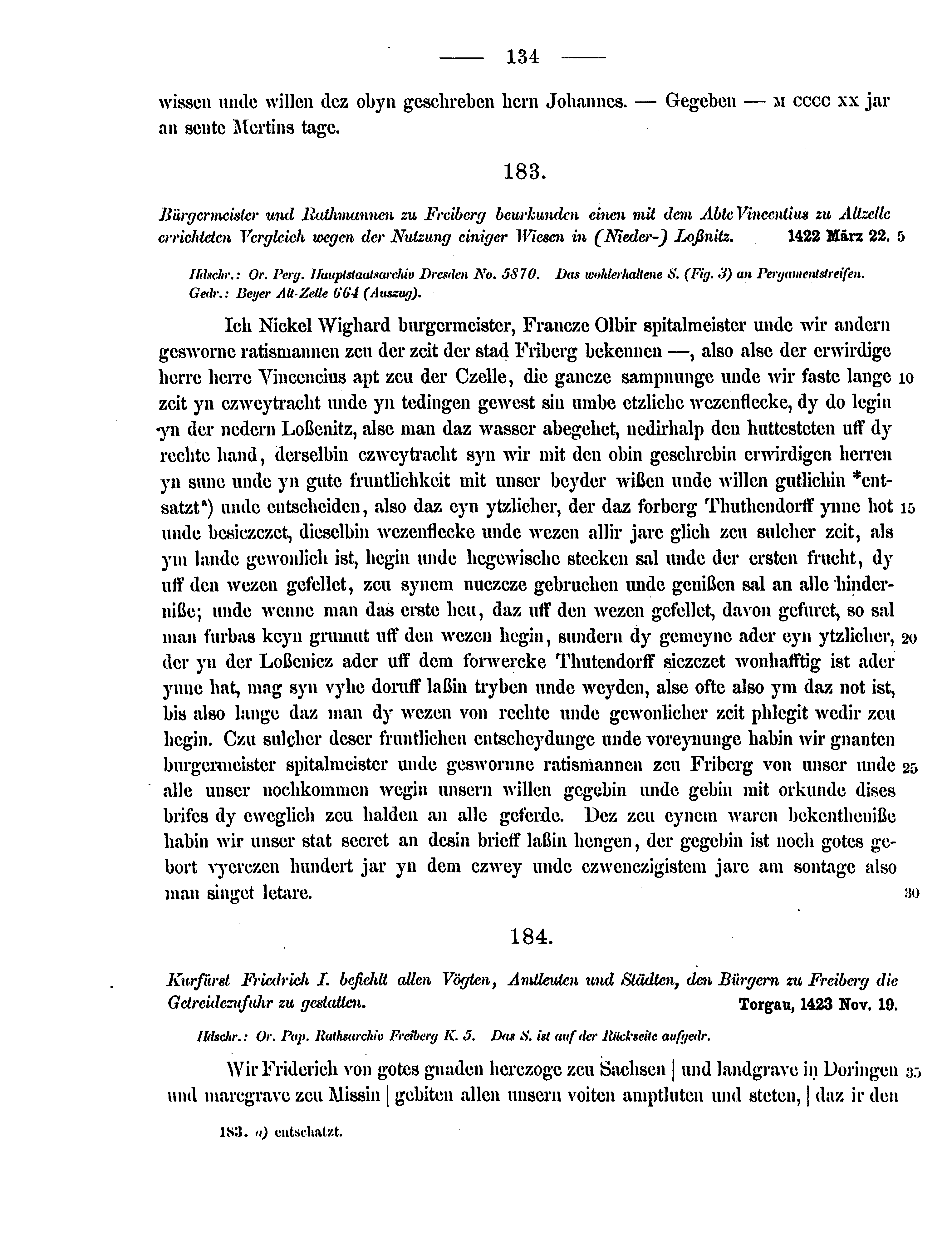 Historische Urkunde Seite 134 aus Band cds2_12