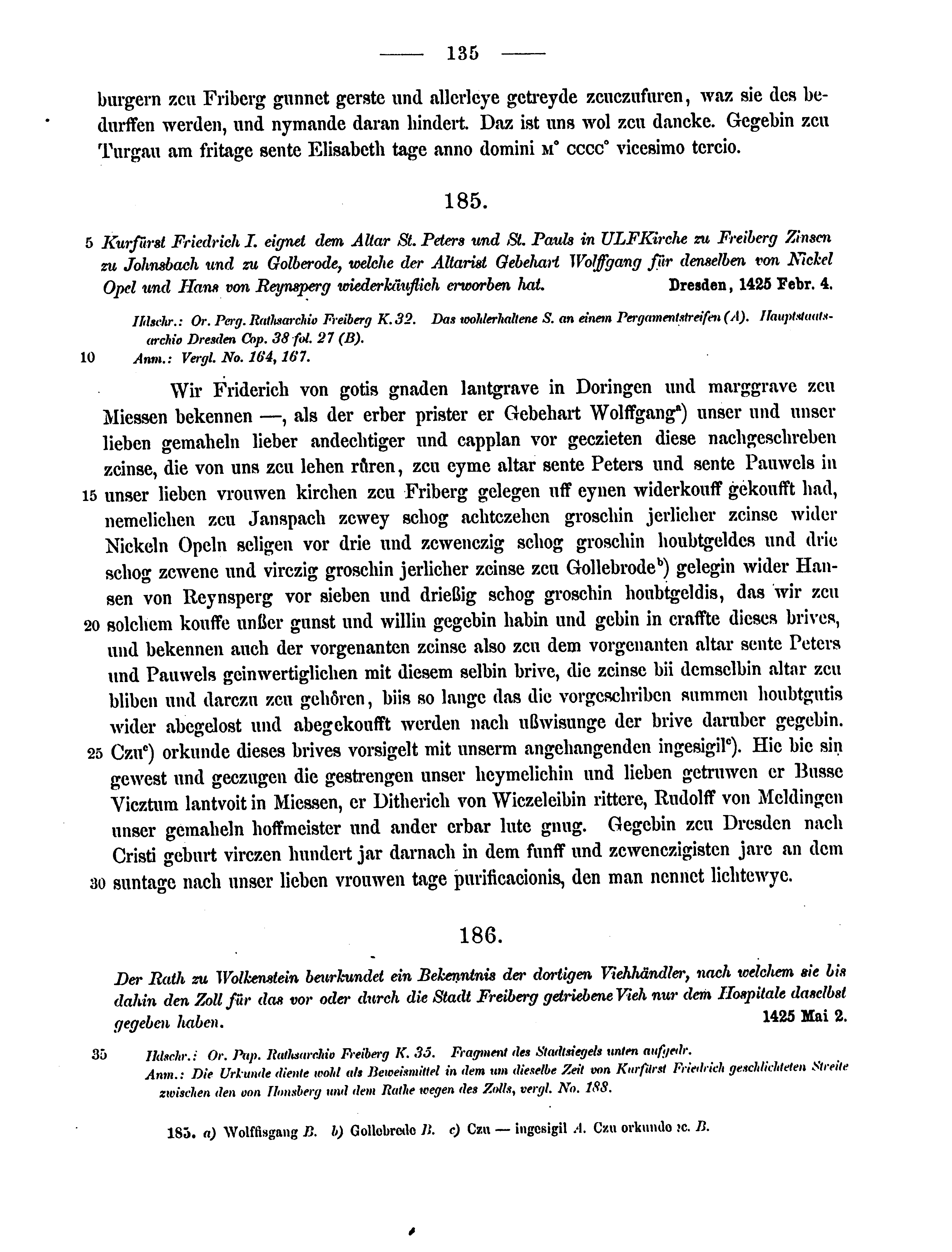 Historische Urkunde Seite 135 aus Band cds2_12