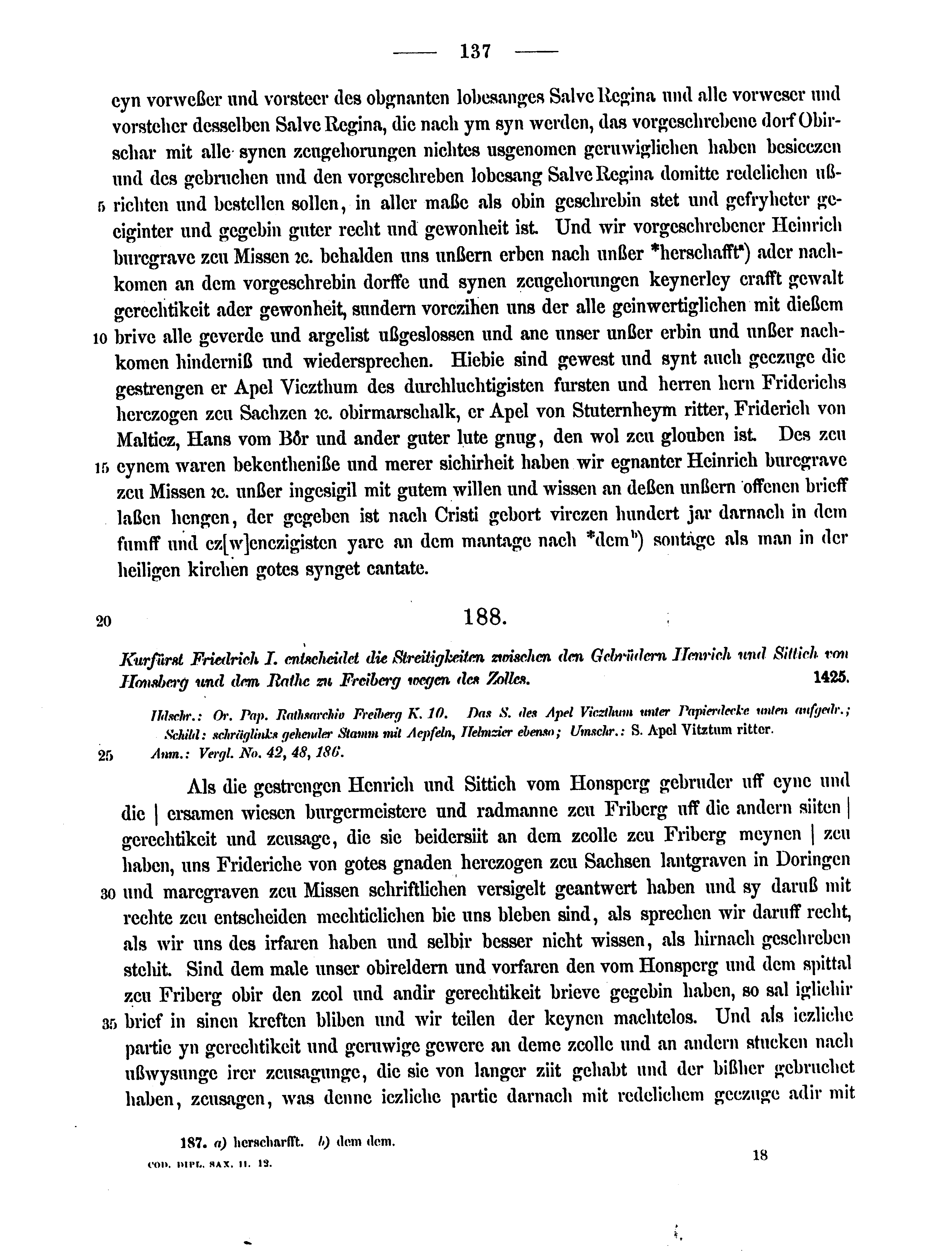 Historische Urkunde Seite 137 aus Band cds2_12