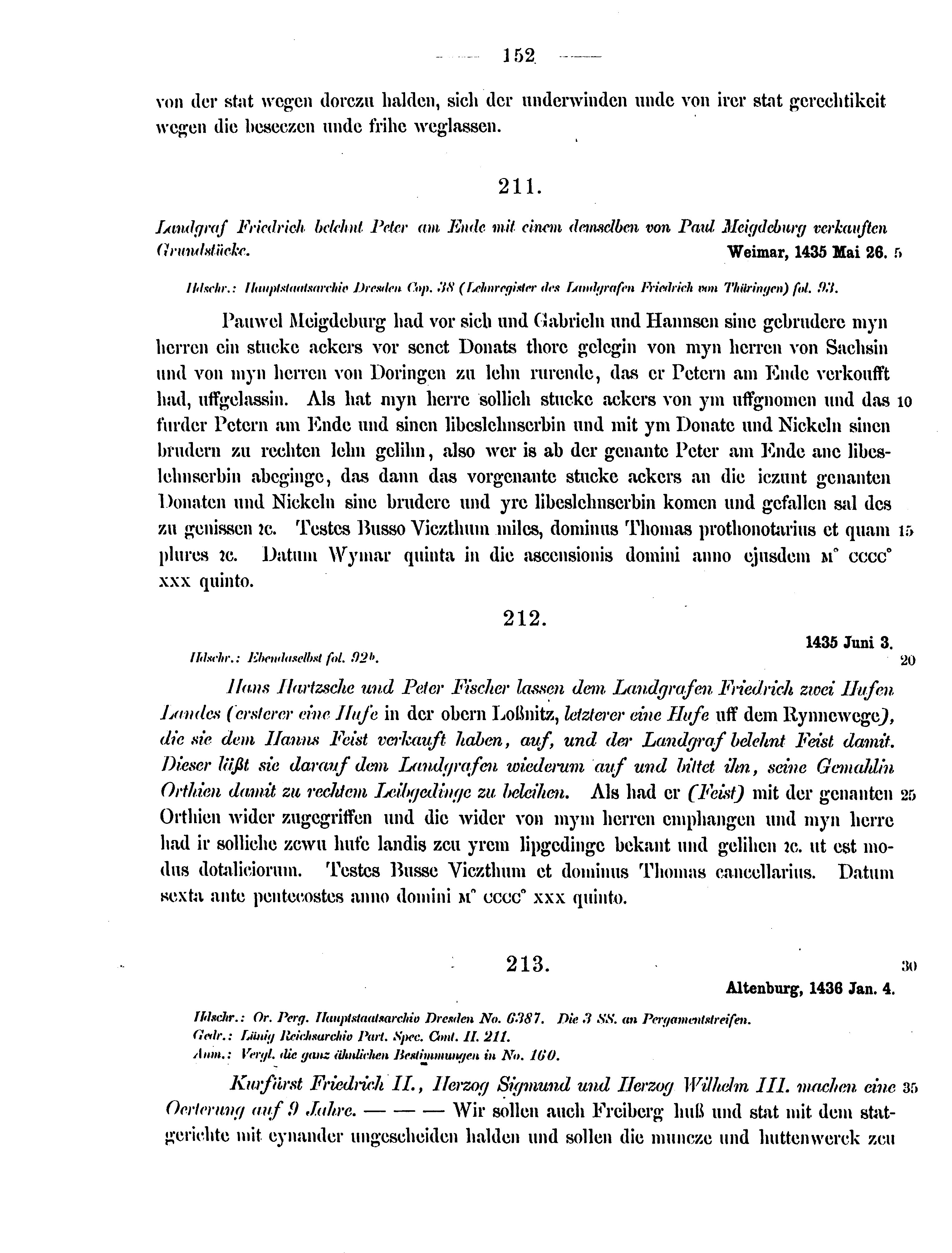 Historische Urkunde Seite 152 aus Band cds2_12