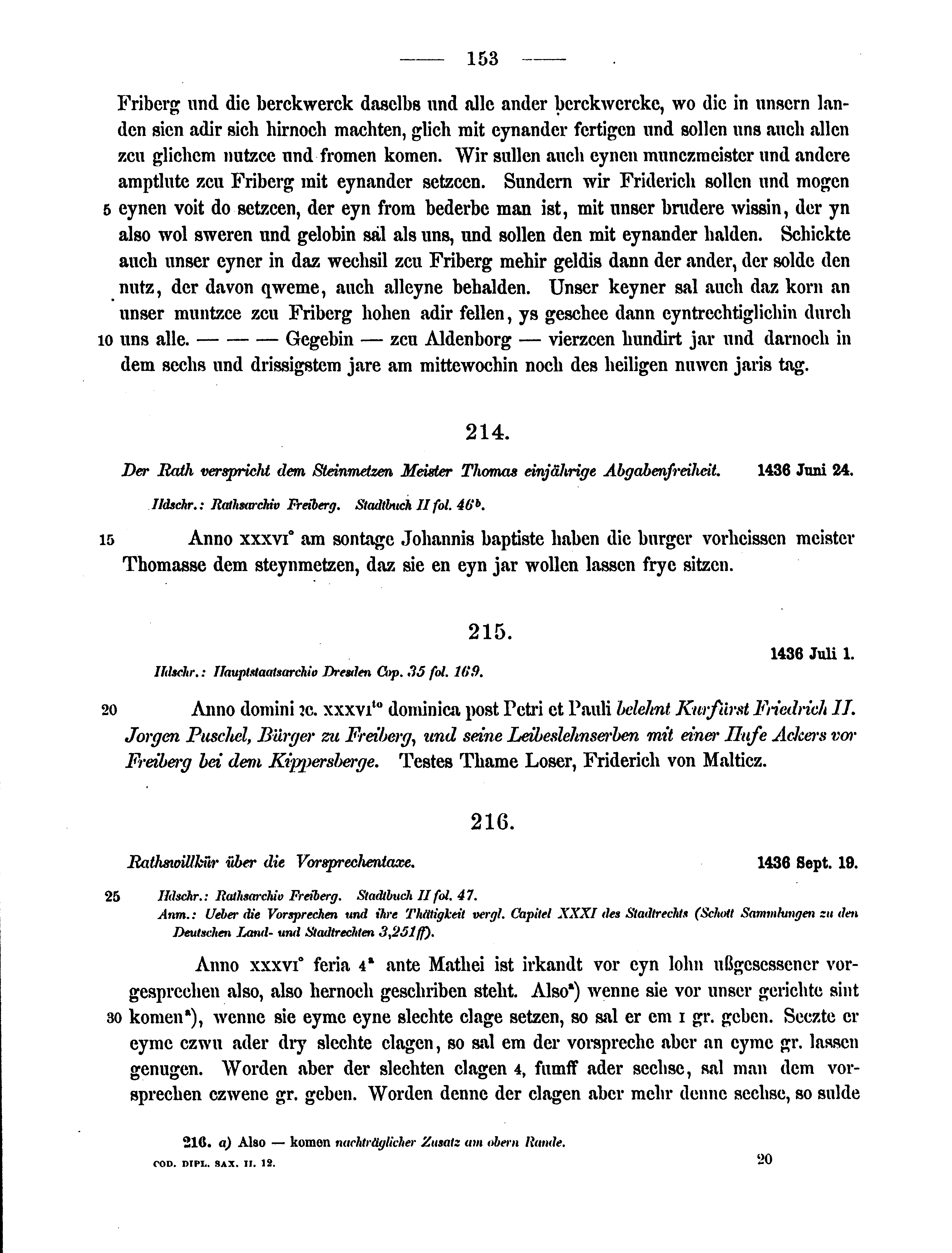 Historische Urkunde Seite 153 aus Band cds2_12