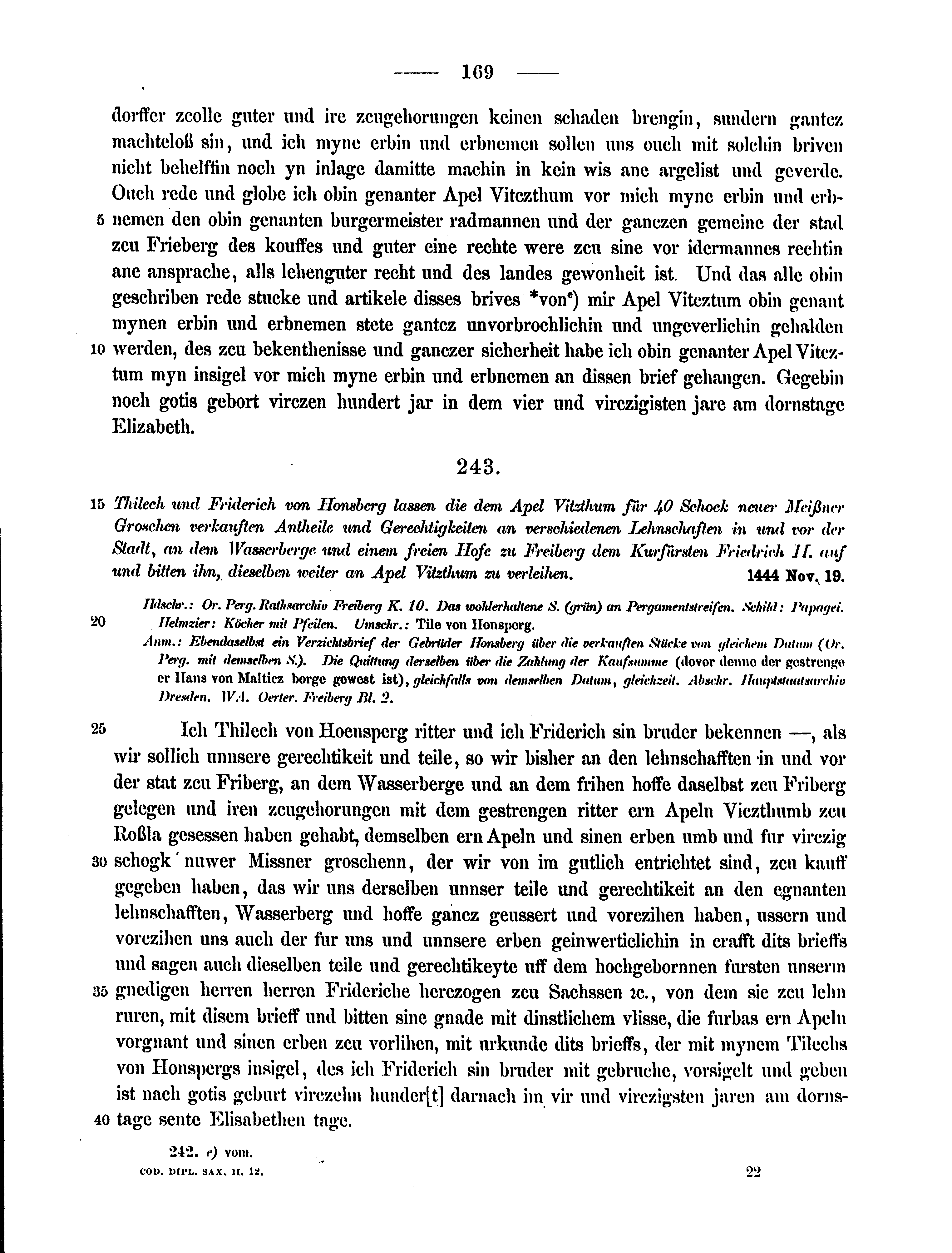 Historische Urkunde Seite 169 aus Band cds2_12