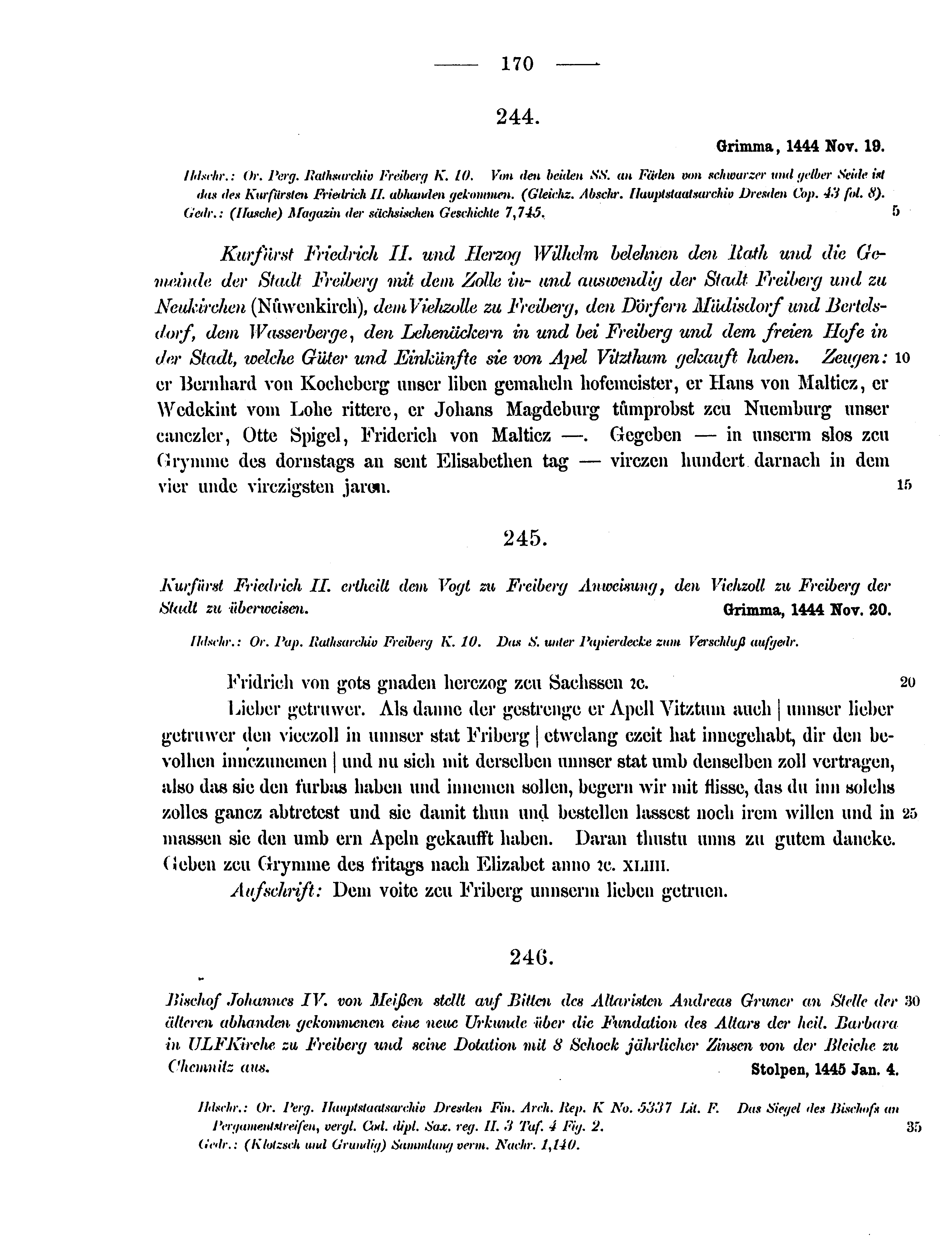 Historische Urkunde Seite 170 aus Band cds2_12