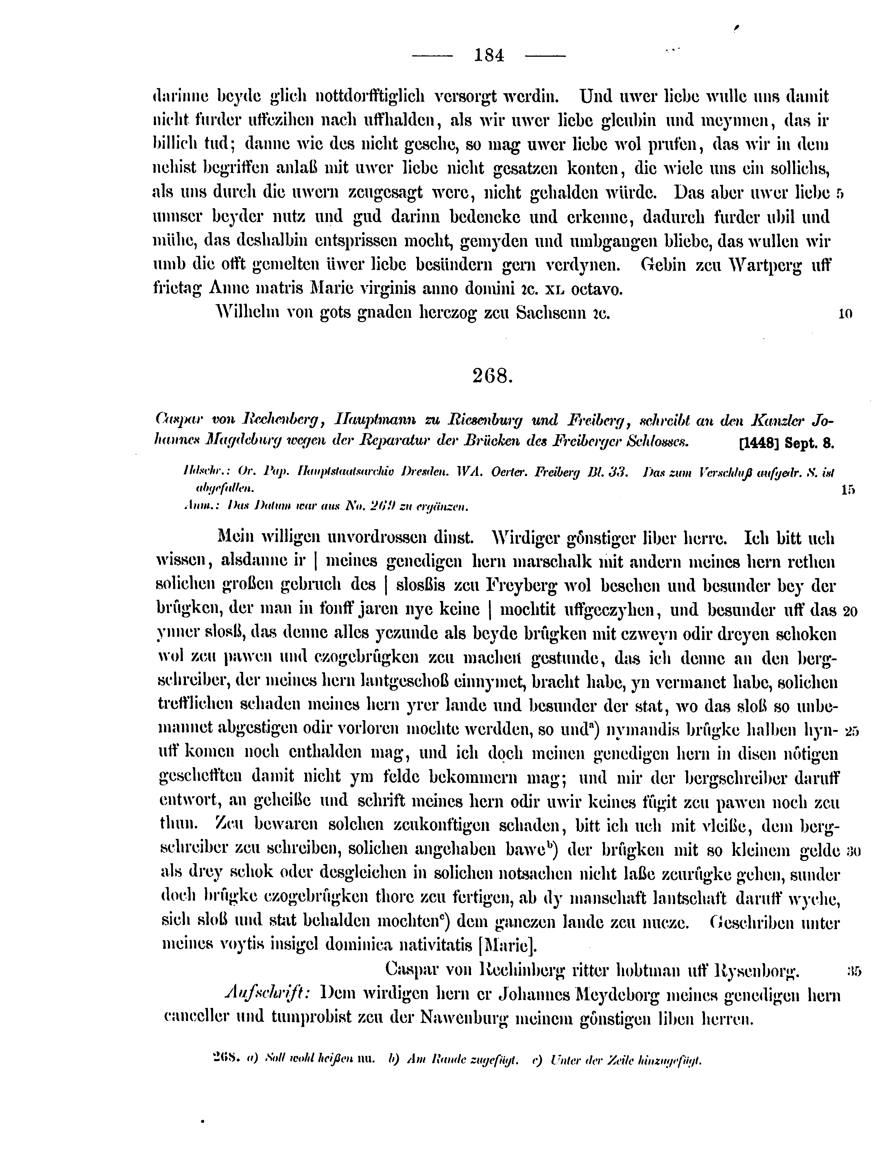 Historische Urkunde Seite 184 aus Band cds2_12