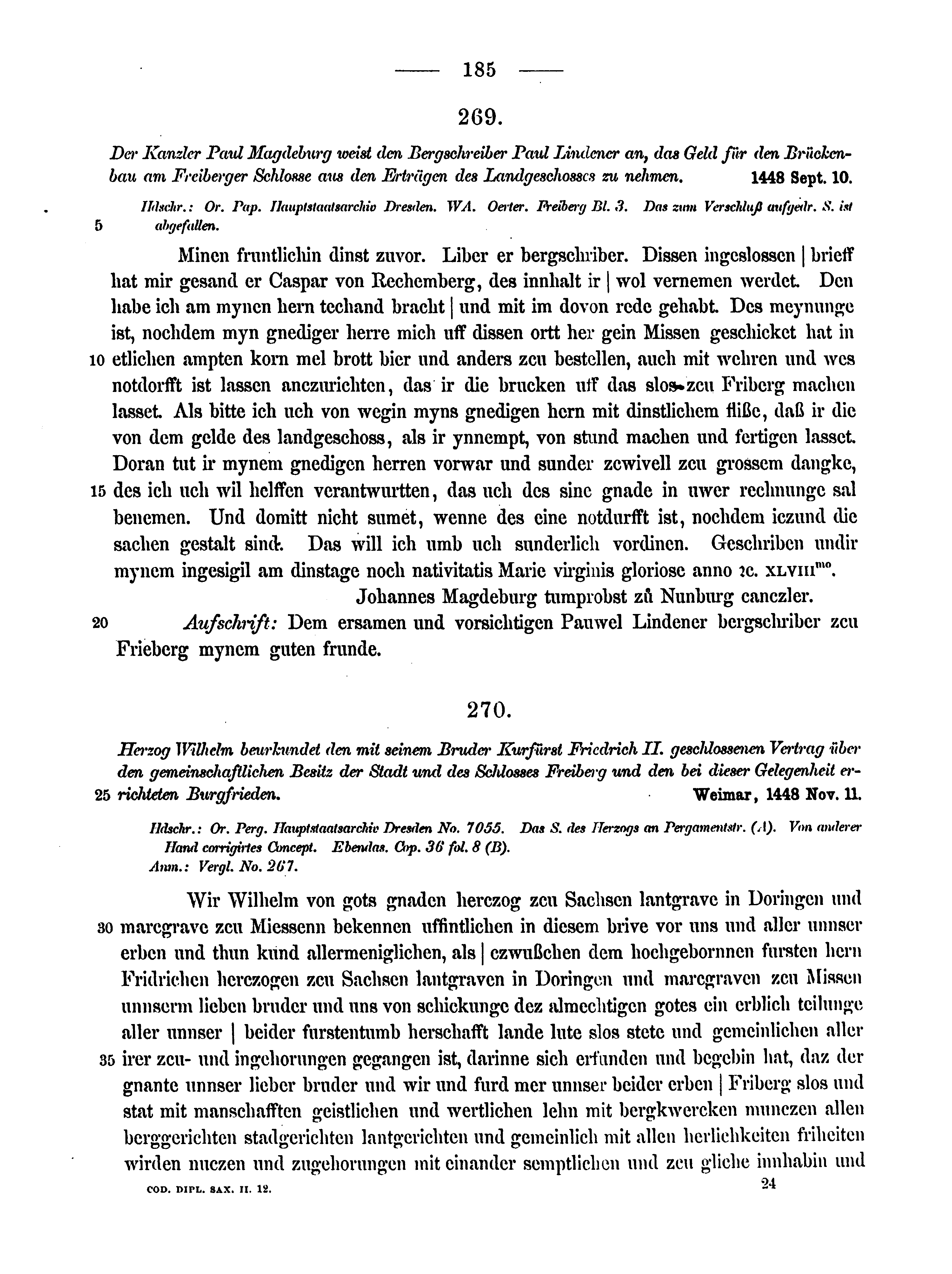 Historische Urkunde Seite 185 aus Band cds2_12