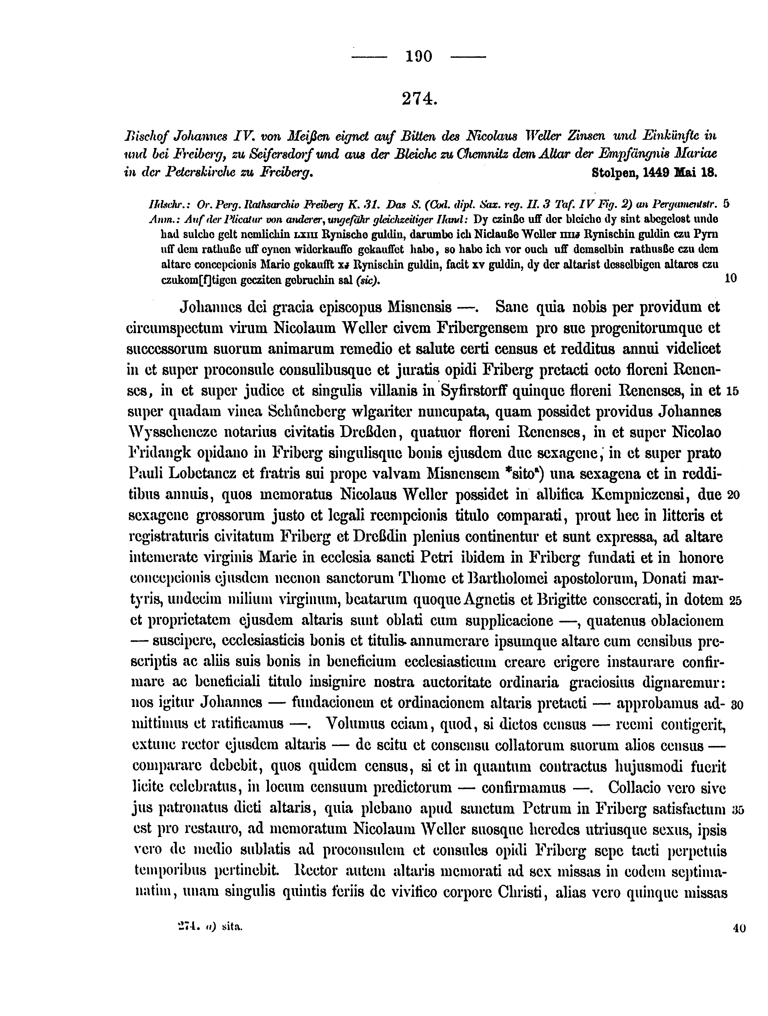 Historische Urkunde Seite 190 aus Band cds2_12