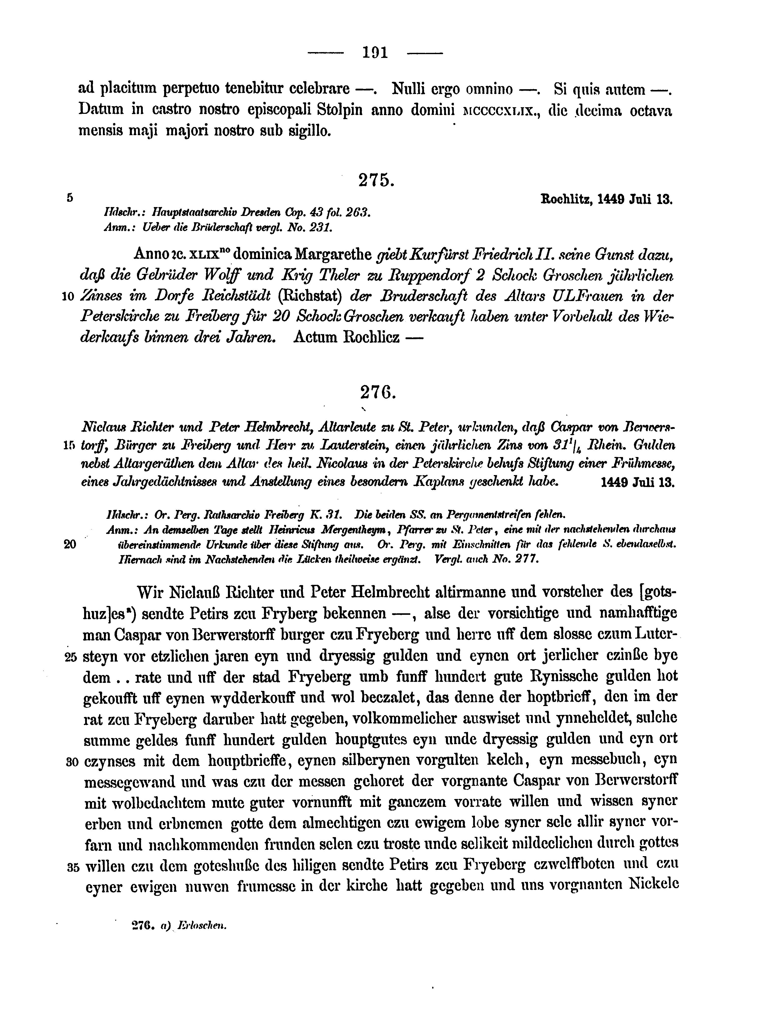 Historische Urkunde Seite 191 aus Band cds2_12