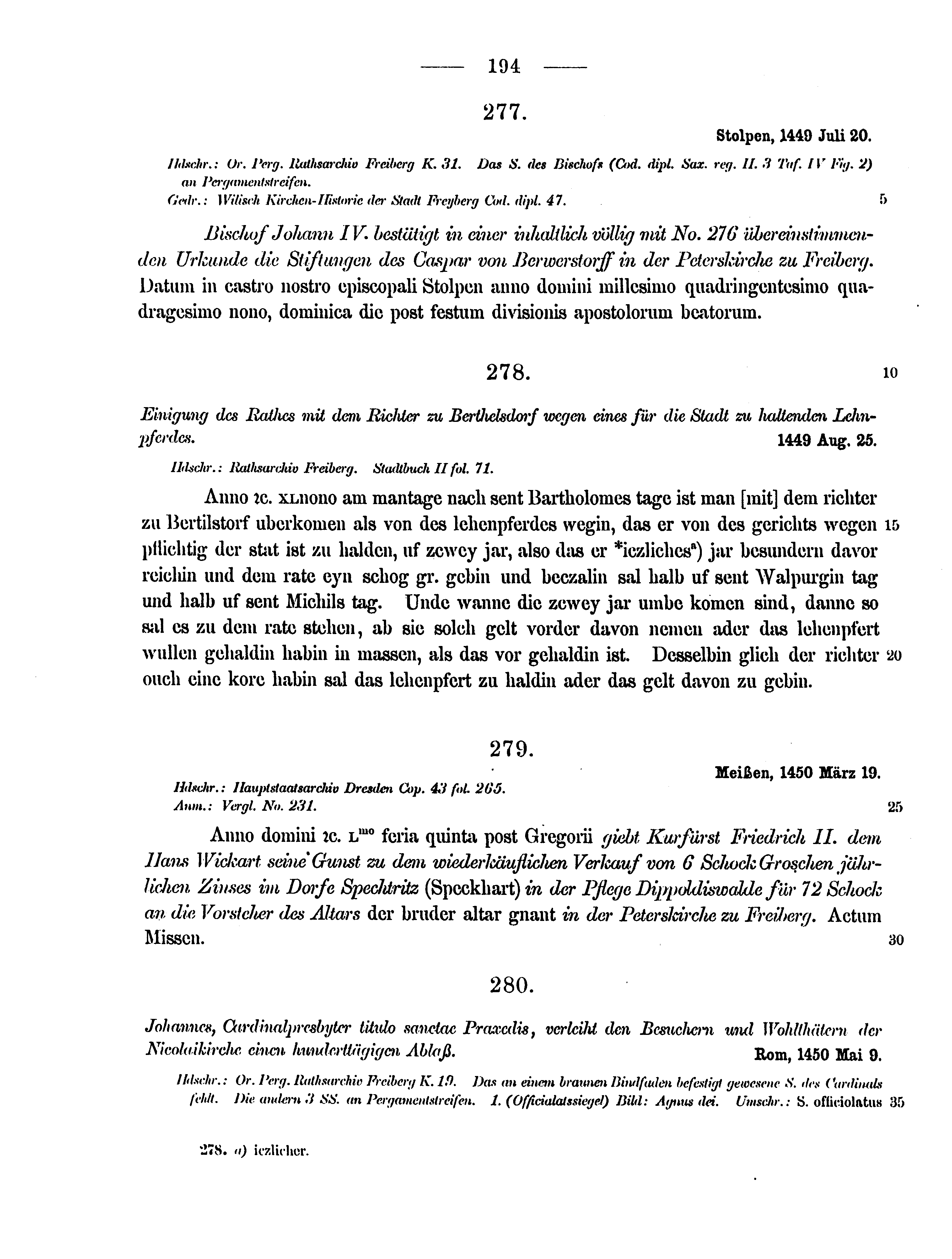 Historische Urkunde Seite 194 aus Band cds2_12