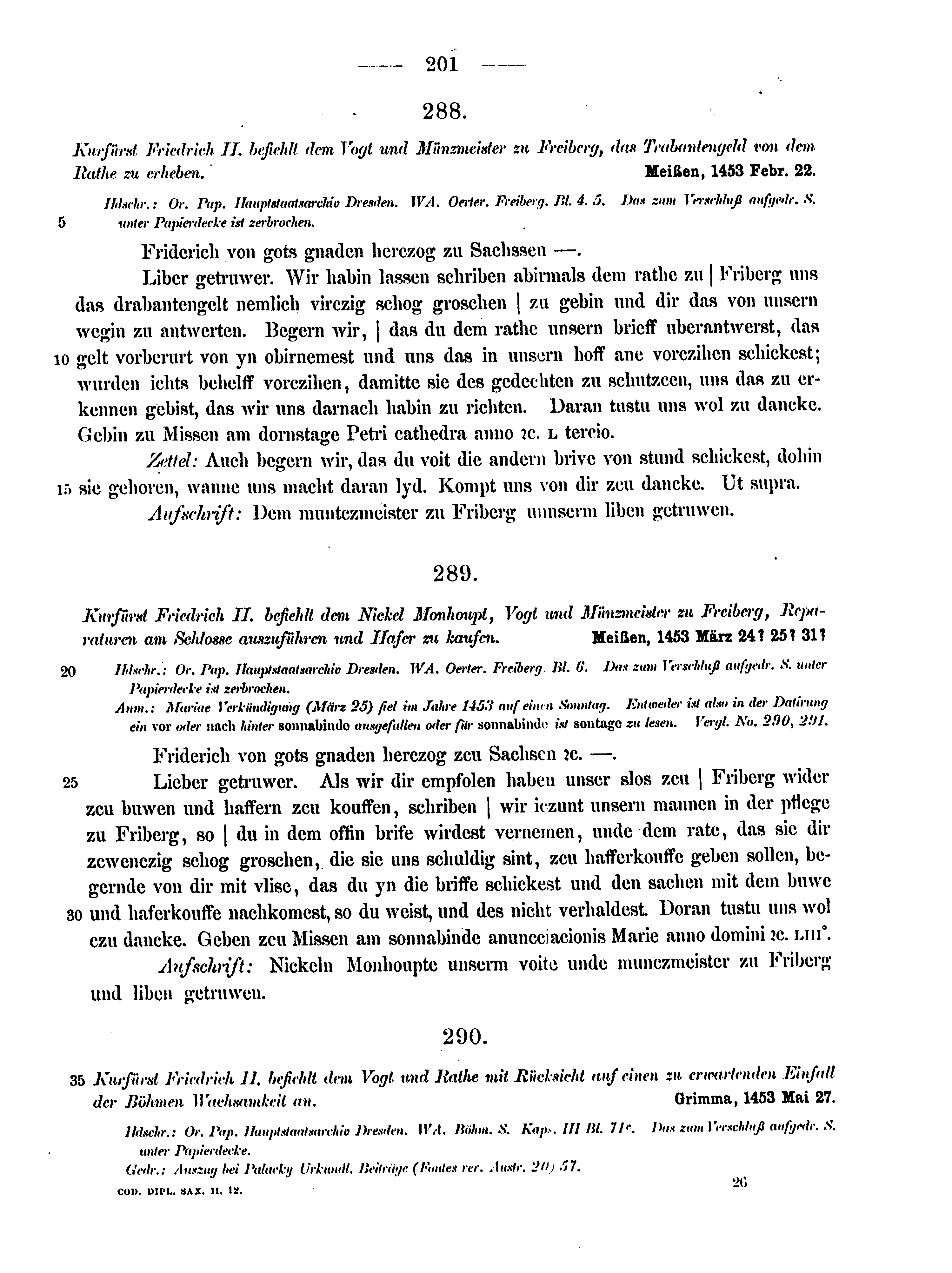 Historische Urkunde Seite 201 aus Band cds2_12