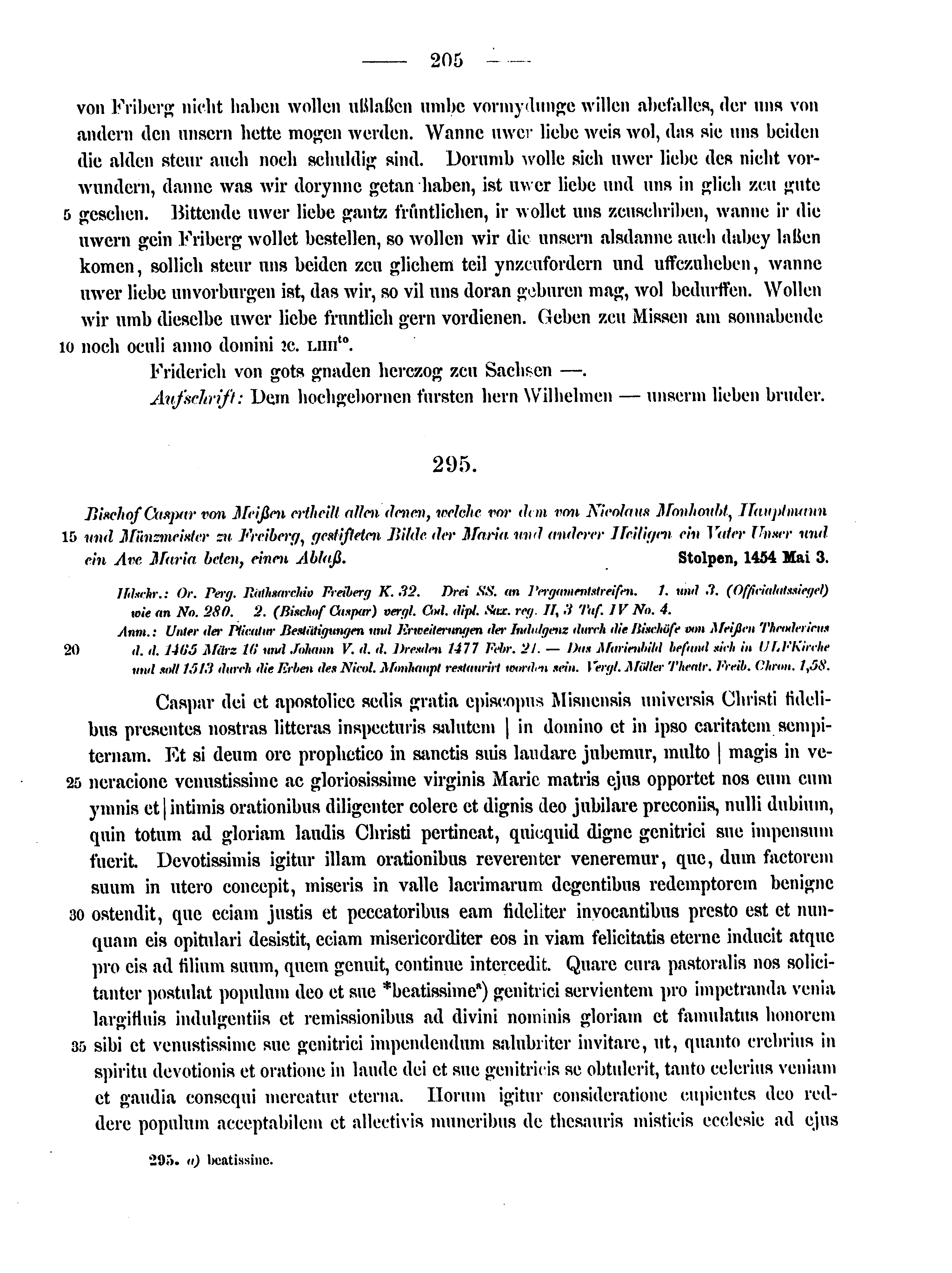 Historische Urkunde Seite 205 aus Band cds2_12