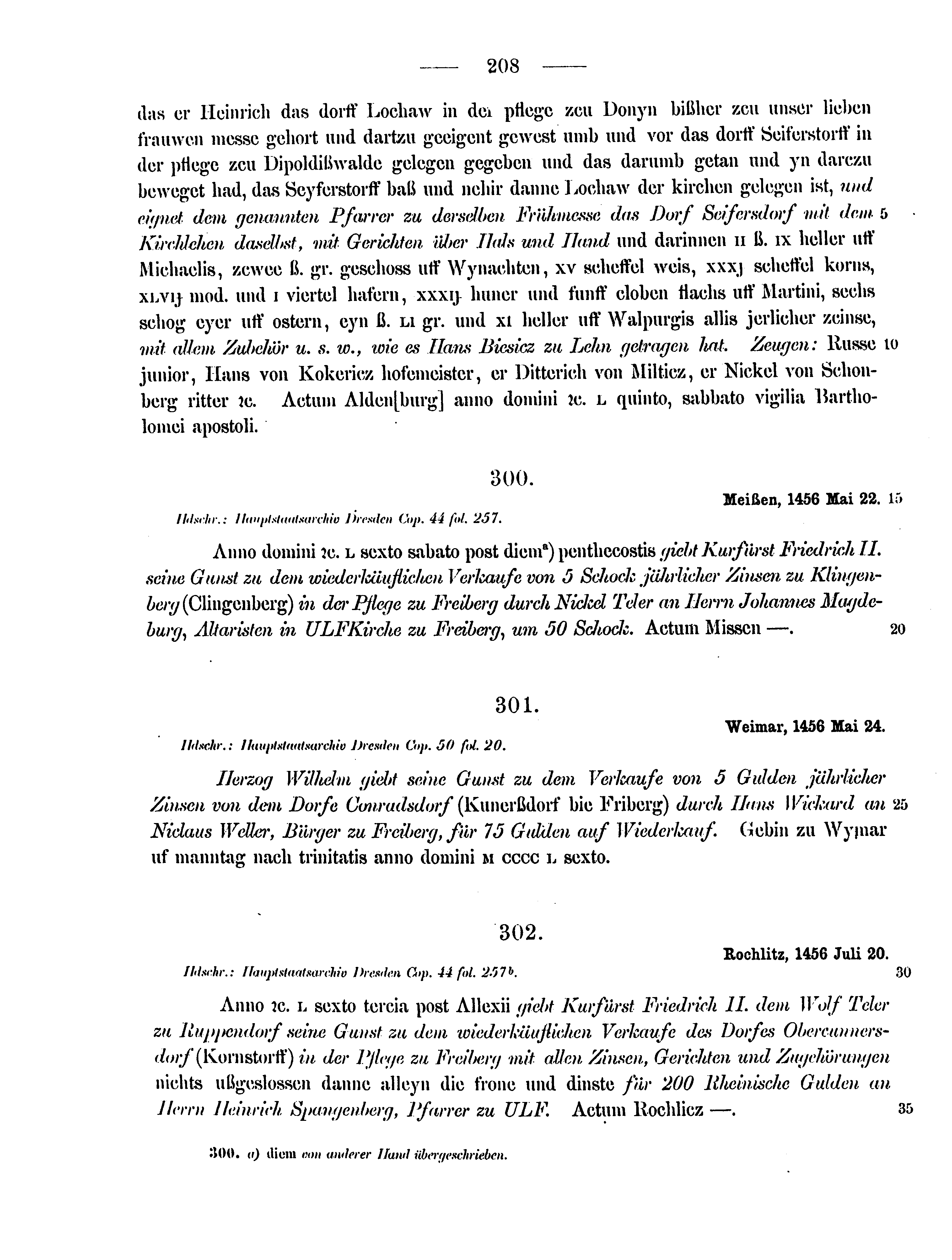 Historische Urkunde Seite 208 aus Band cds2_12