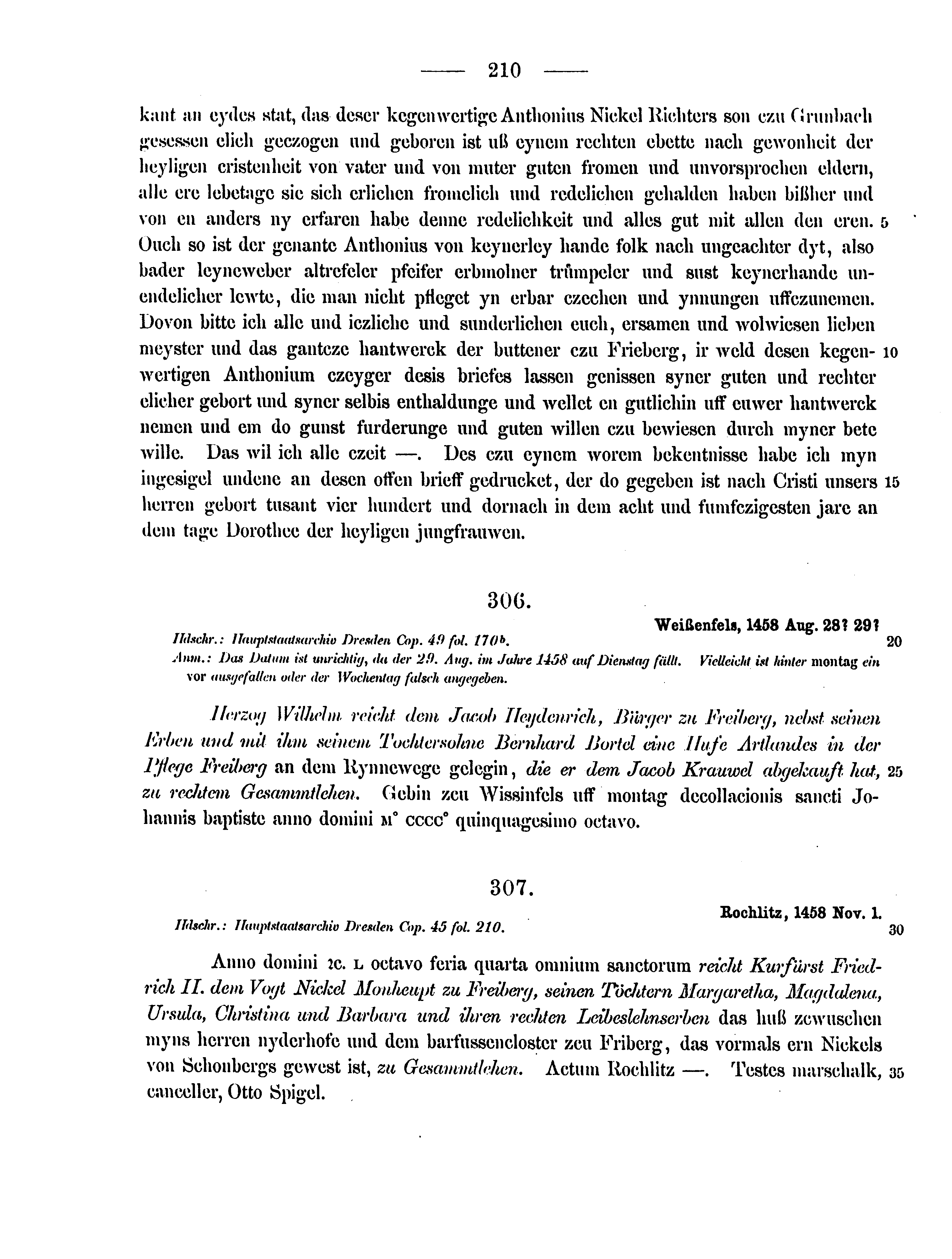 Historische Urkunde Seite 210 aus Band cds2_12