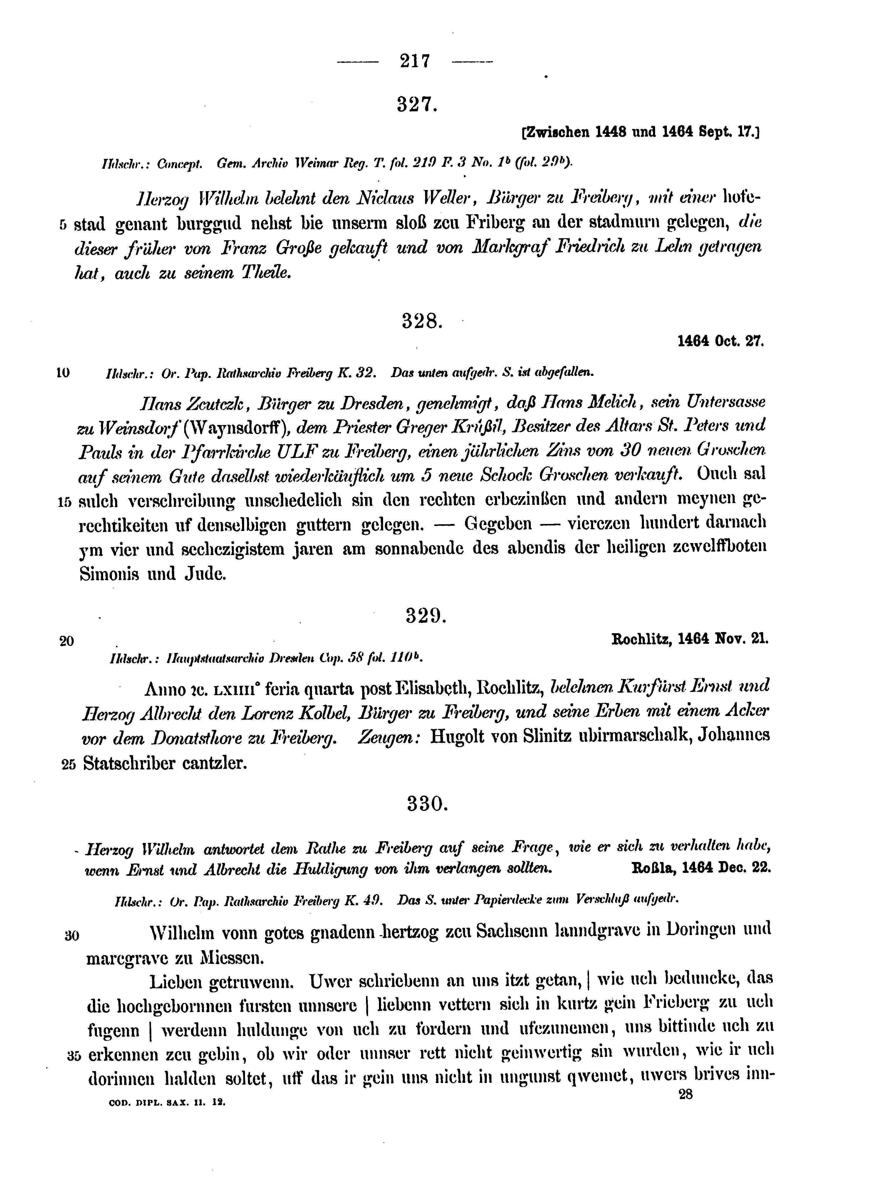 Historische Urkunde Seite 217 aus Band cds2_12