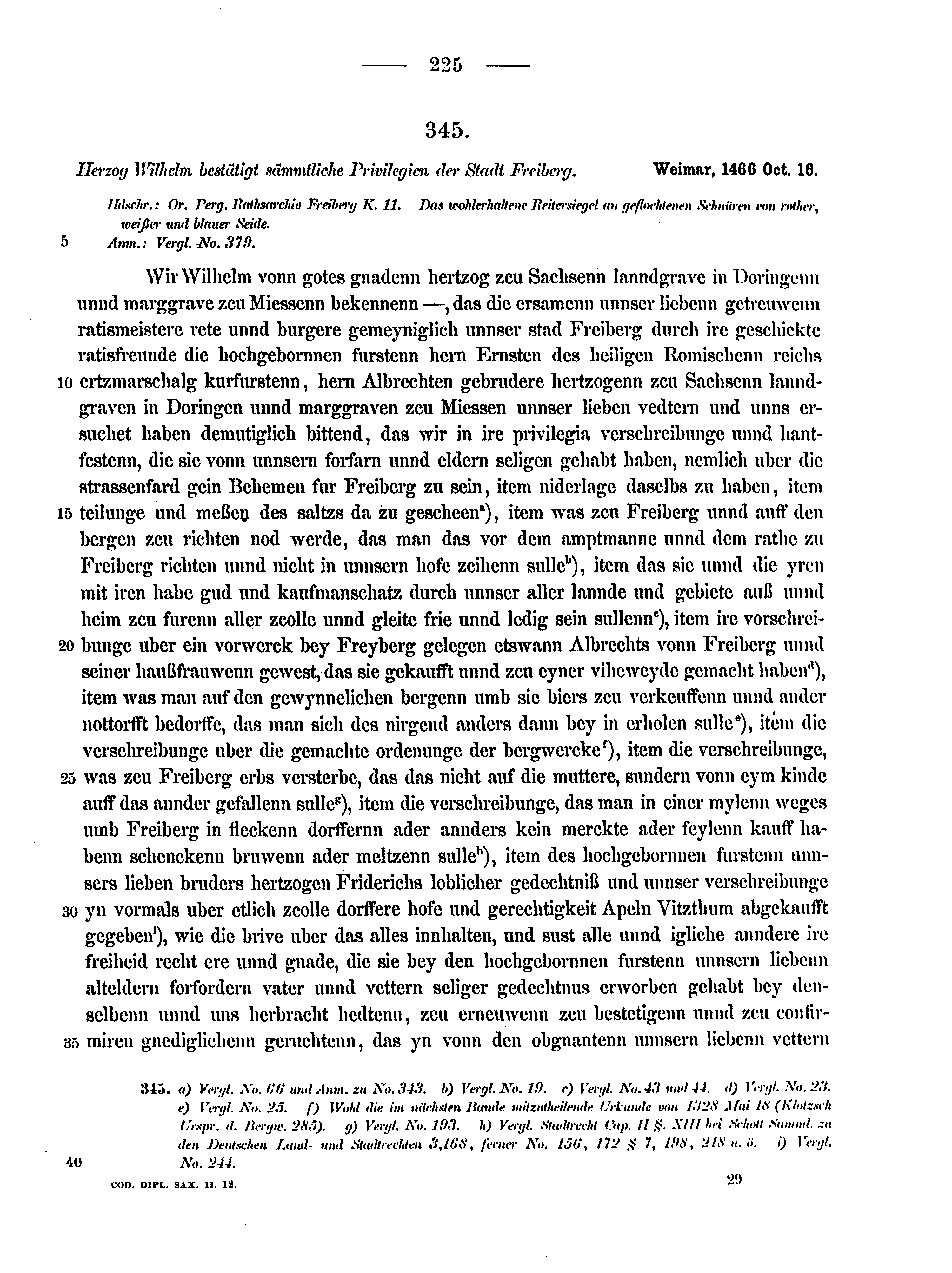 Historische Urkunde Seite 225 aus Band cds2_12