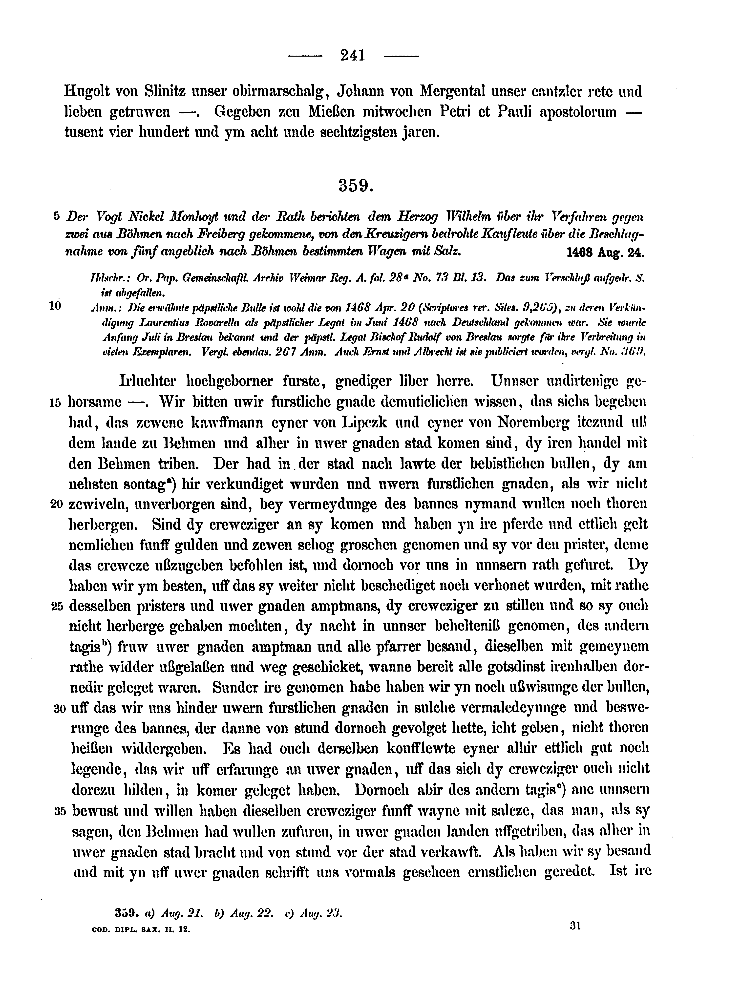 Historische Urkunde Seite 241 aus Band cds2_12