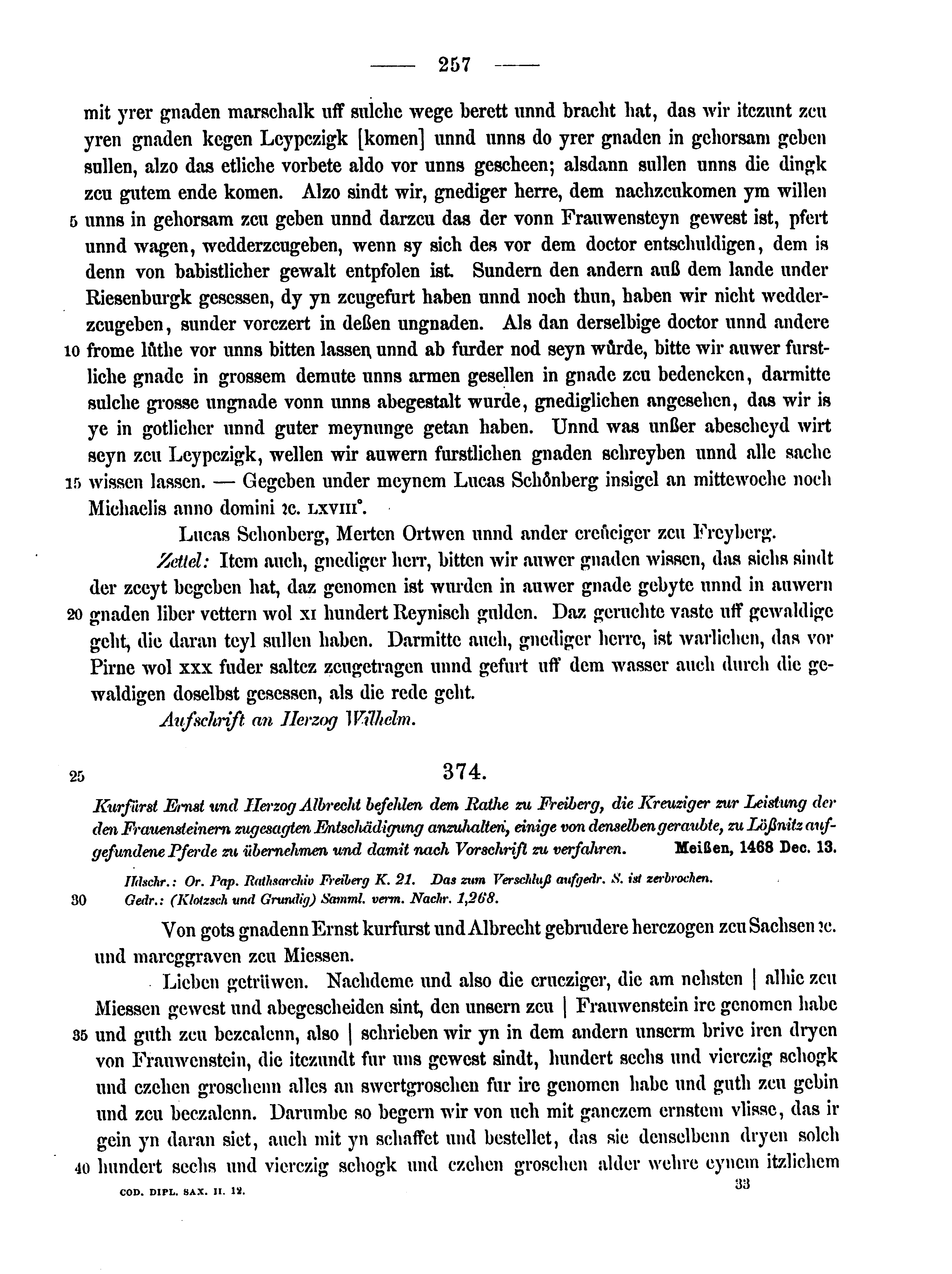 Historische Urkunde Seite 257 aus Band cds2_12