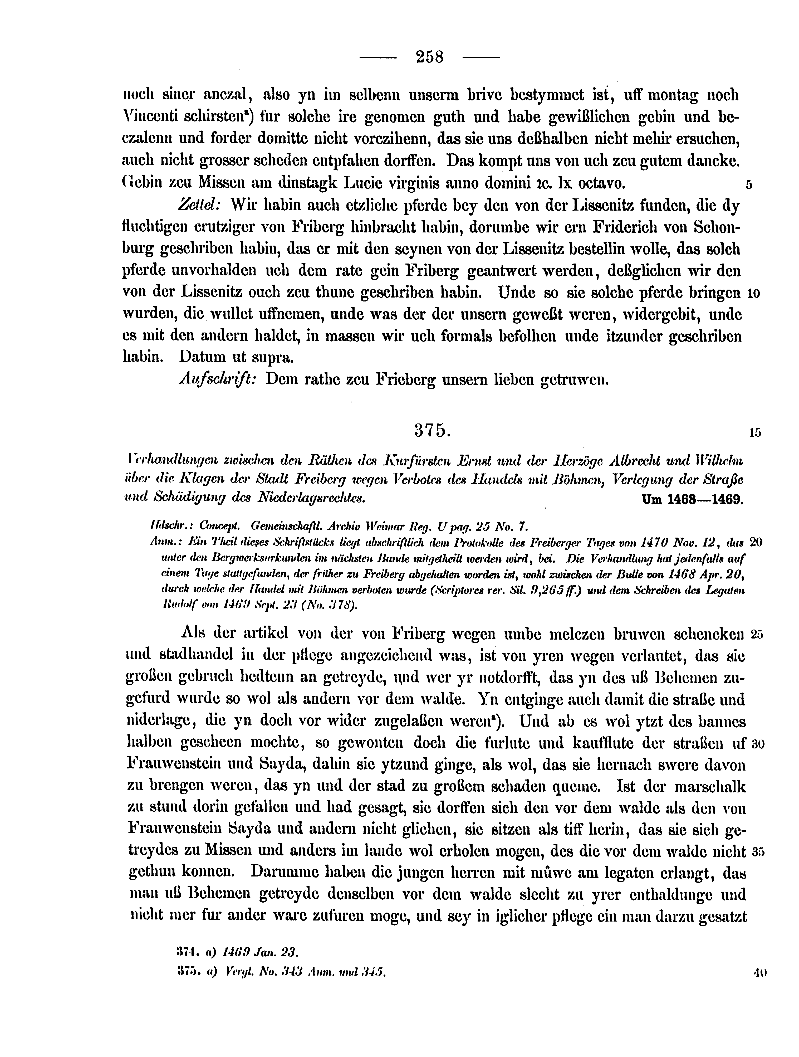 Historische Urkunde Seite 258 aus Band cds2_12