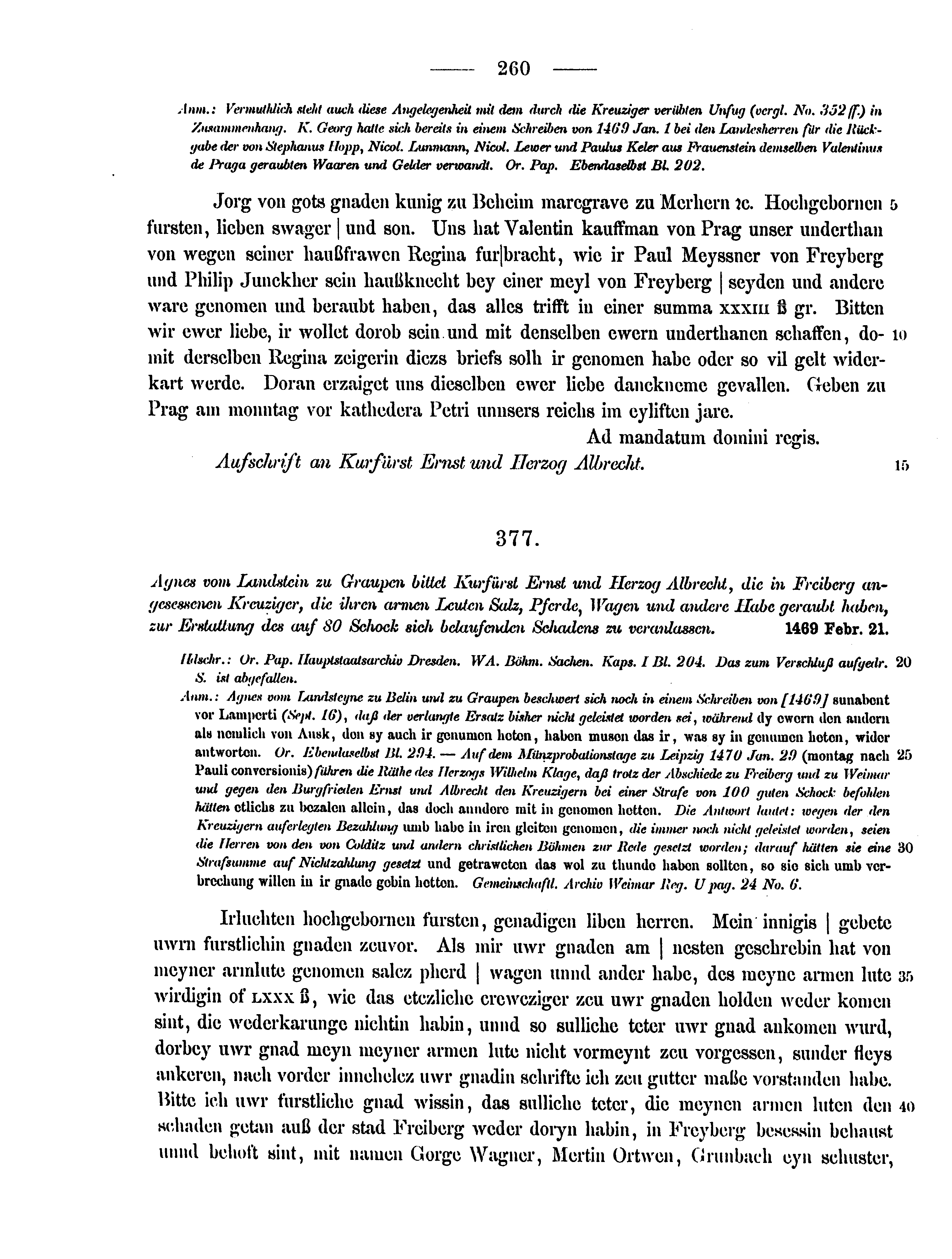 Historische Urkunde Seite 260 aus Band cds2_12