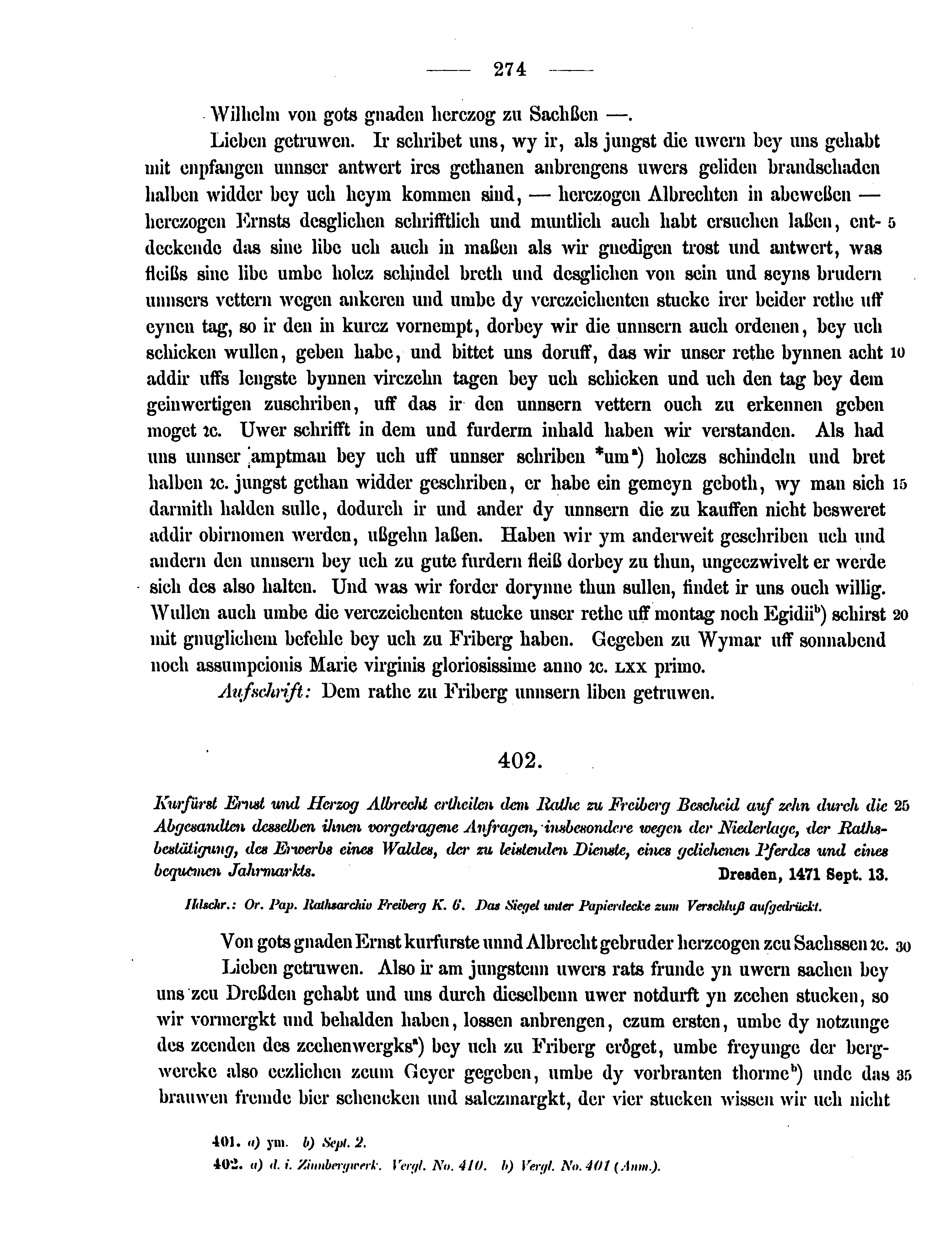 Historische Urkunde Seite 274 aus Band cds2_12