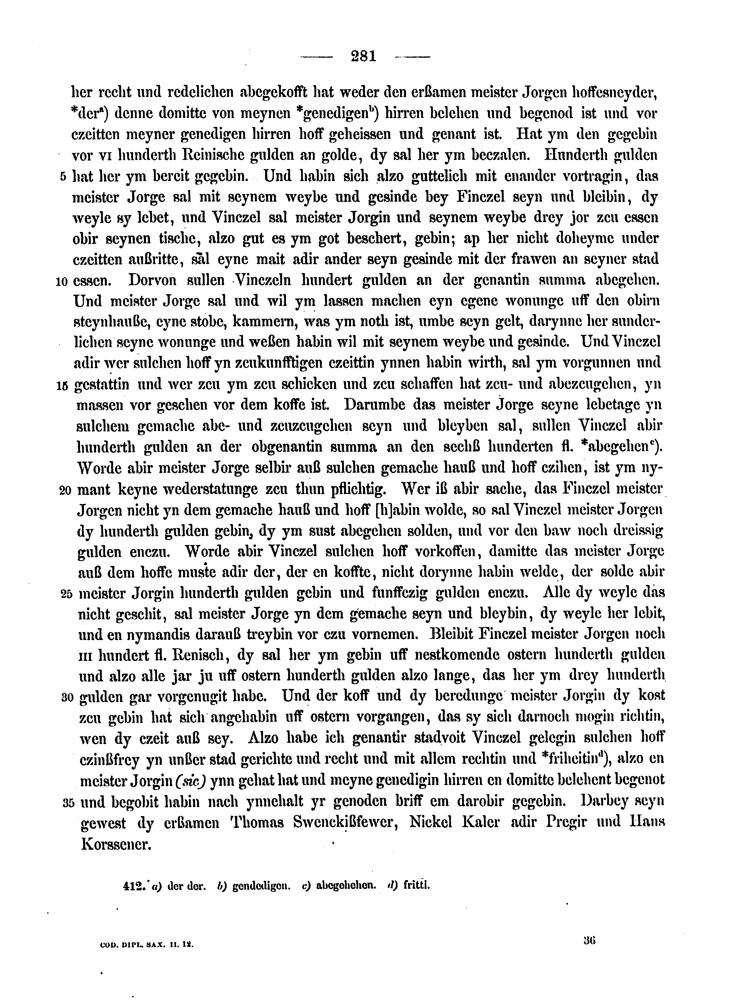 Historische Urkunde Seite 281 aus Band cds2_12