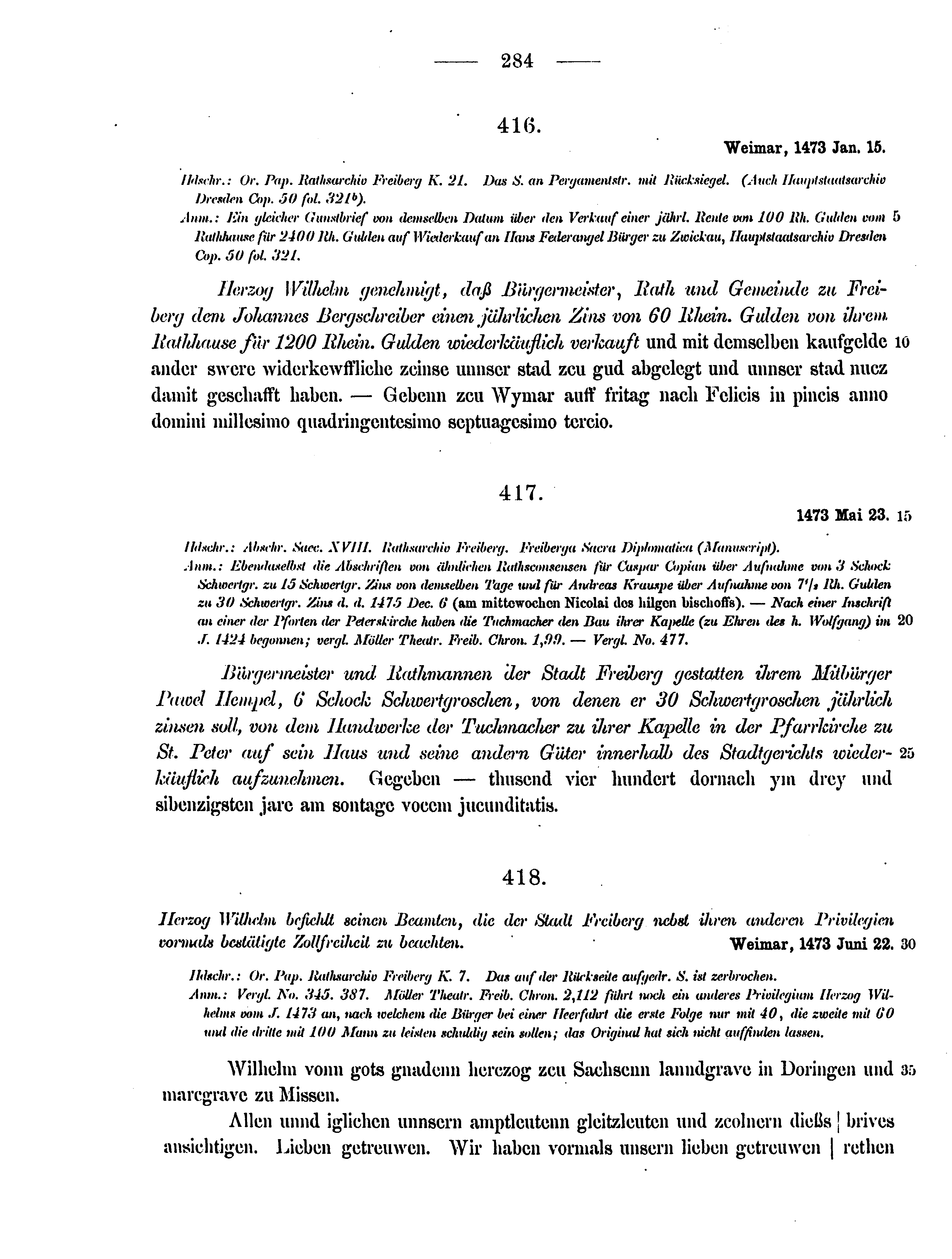 Historische Urkunde Seite 284 aus Band cds2_12