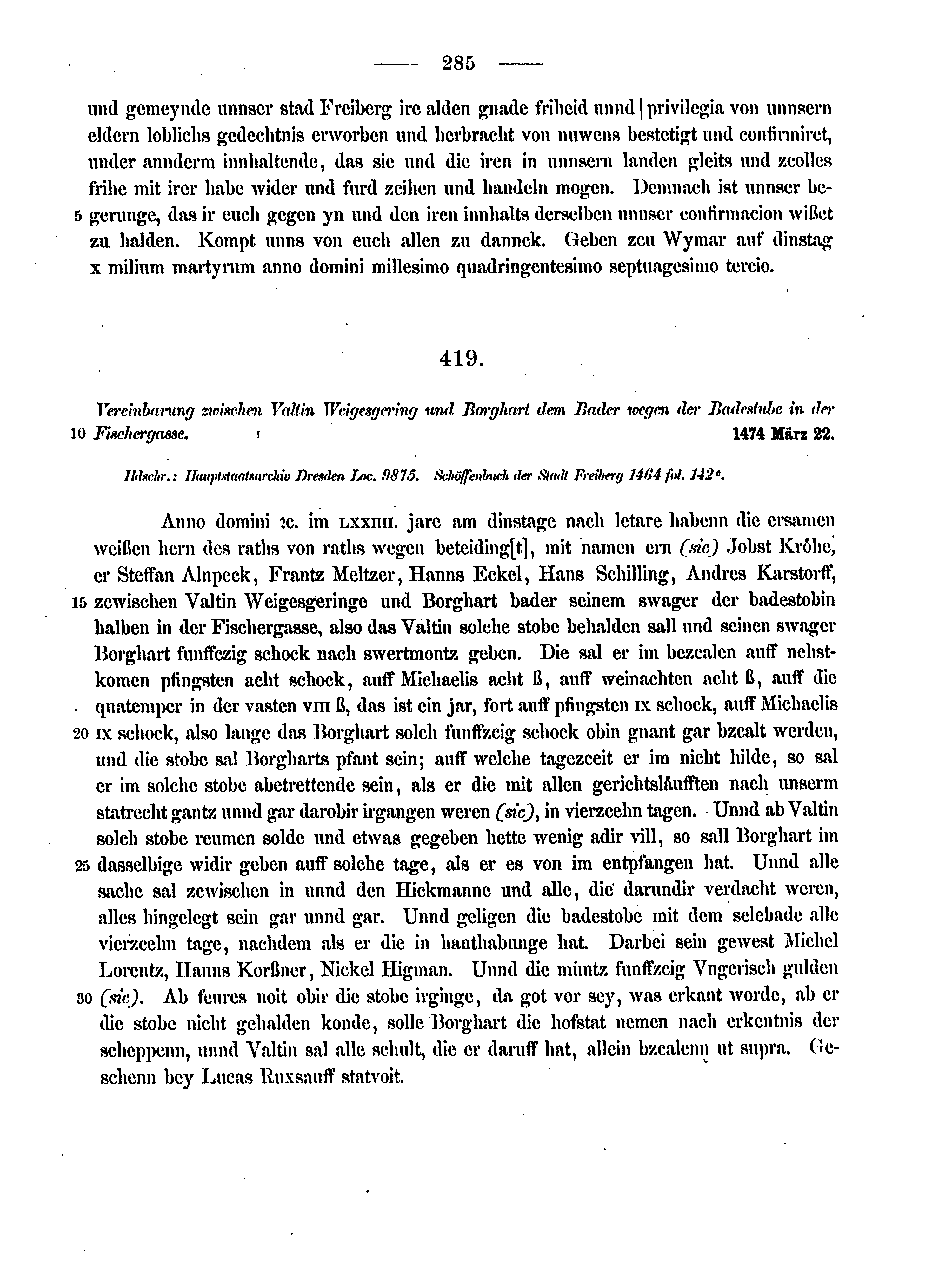 Historische Urkunde Seite 285 aus Band cds2_12