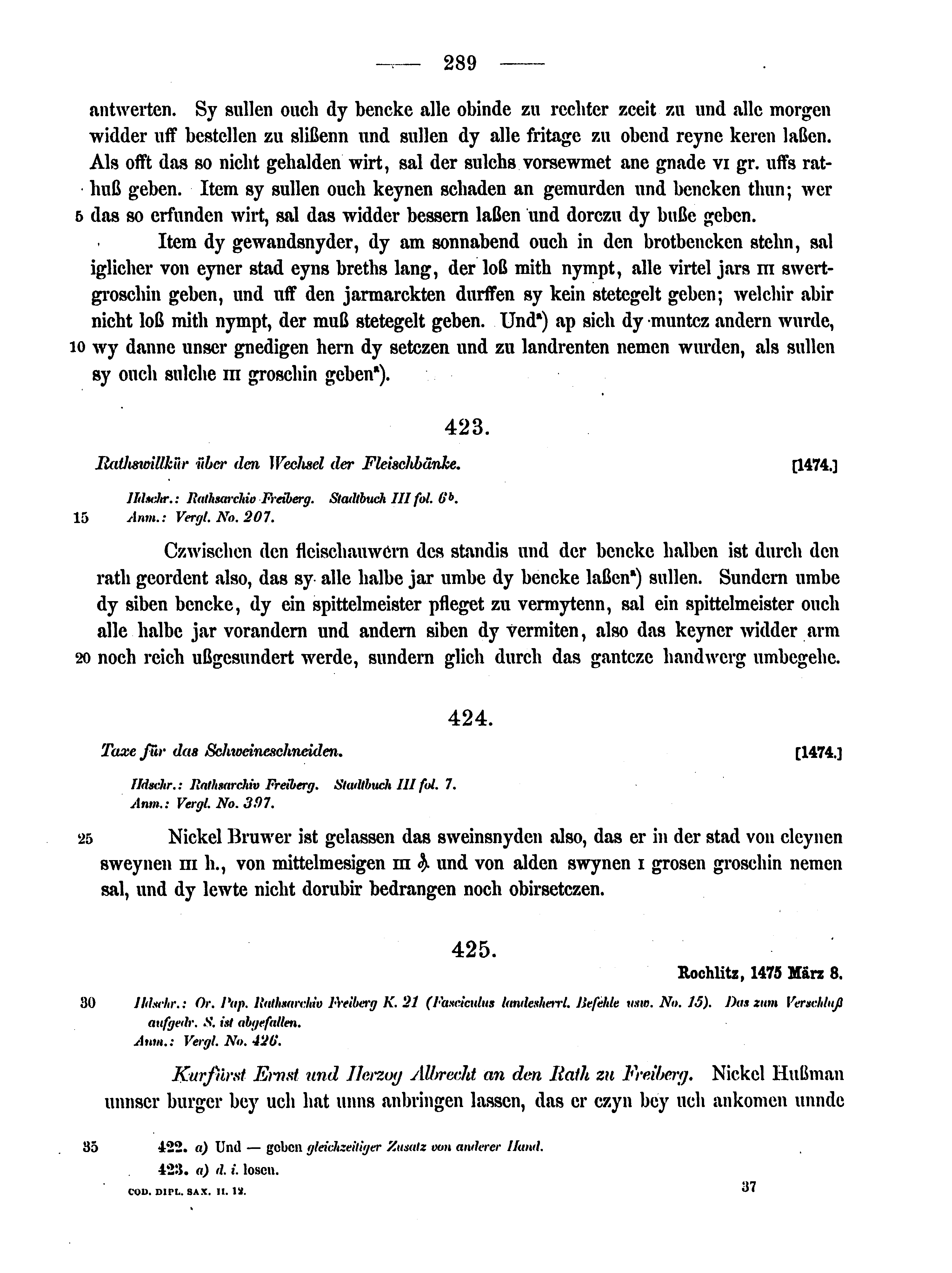 Historische Urkunde Seite 289 aus Band cds2_12