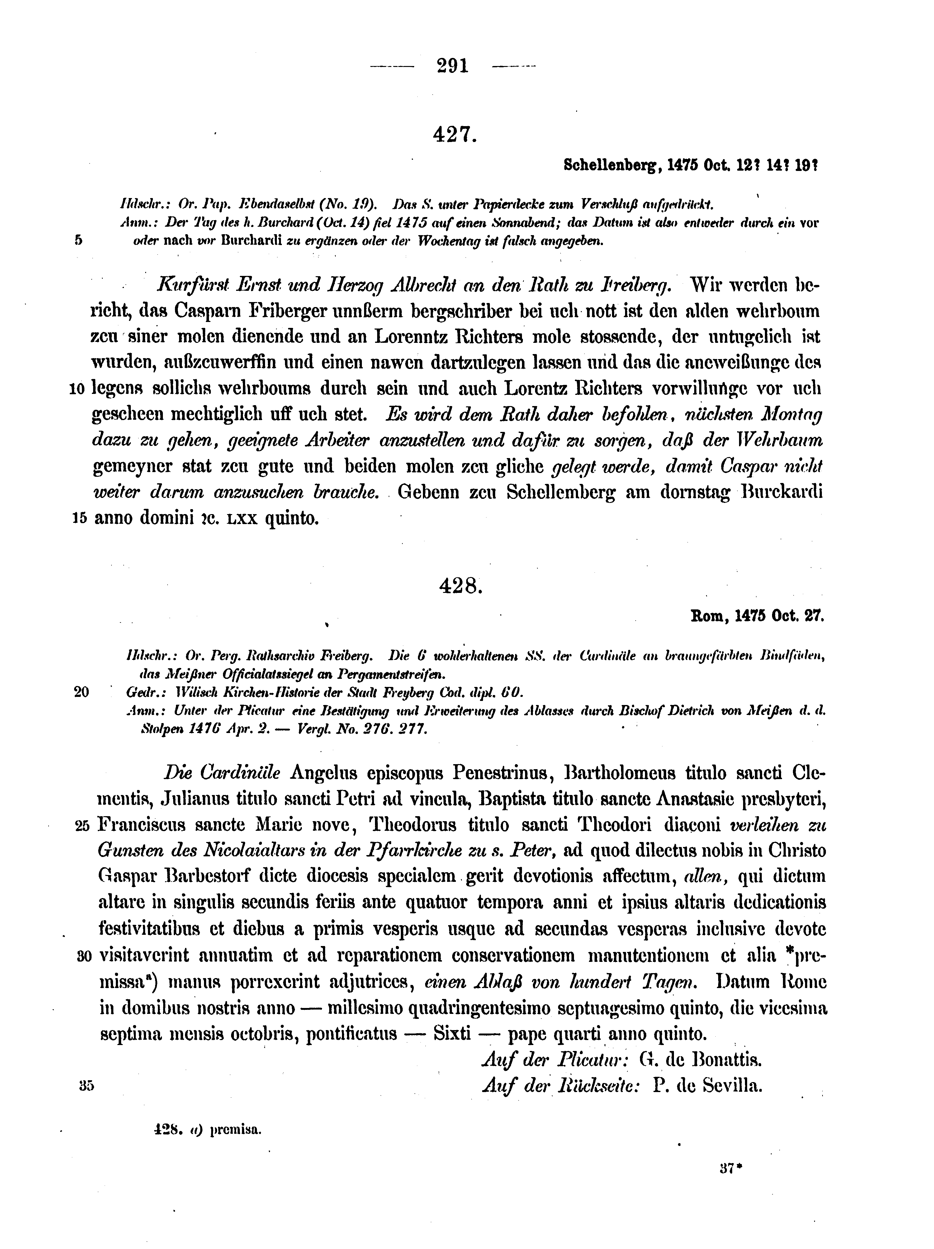 Historische Urkunde Seite 291 aus Band cds2_12