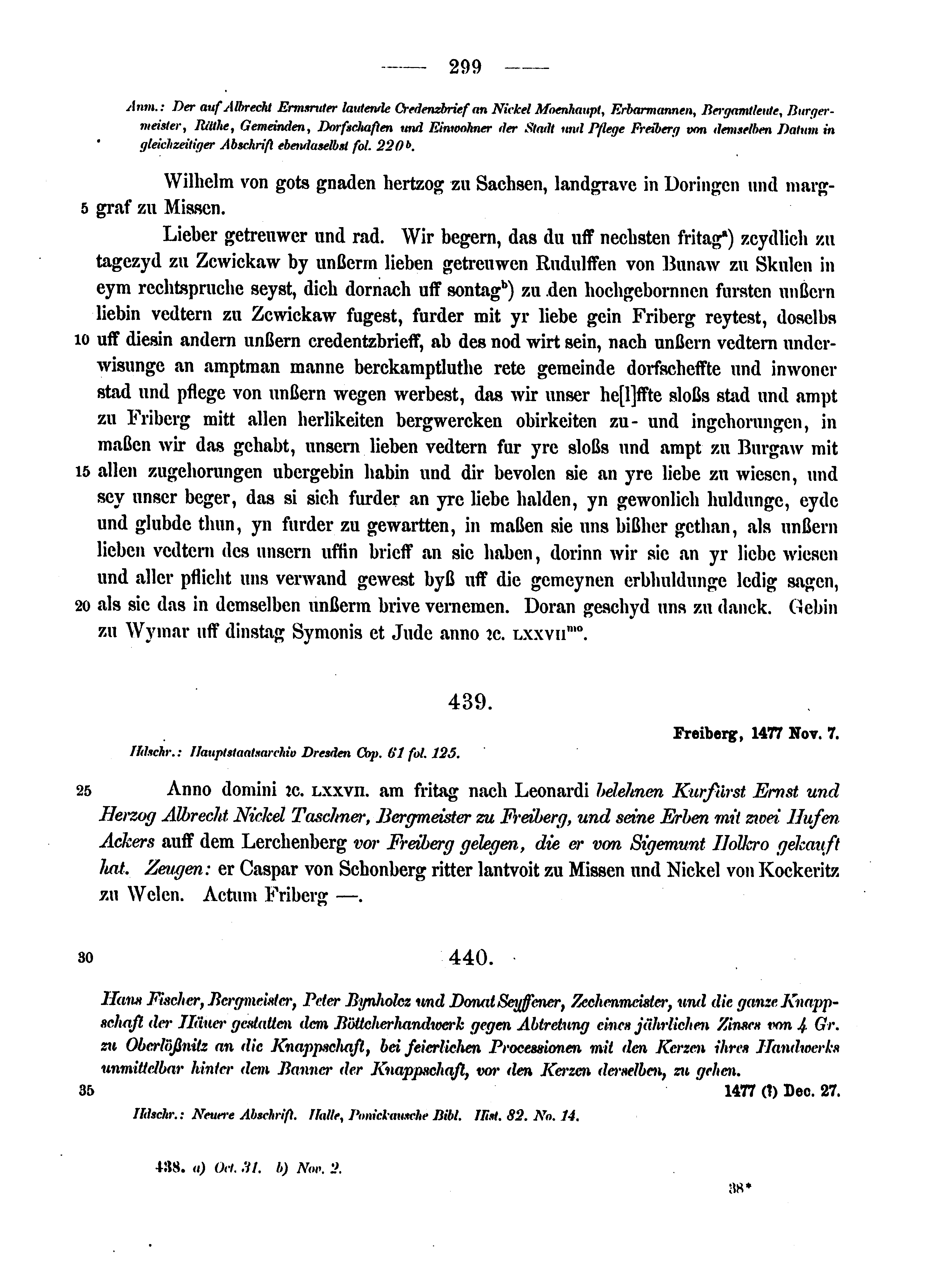 Historische Urkunde Seite 299 aus Band cds2_12