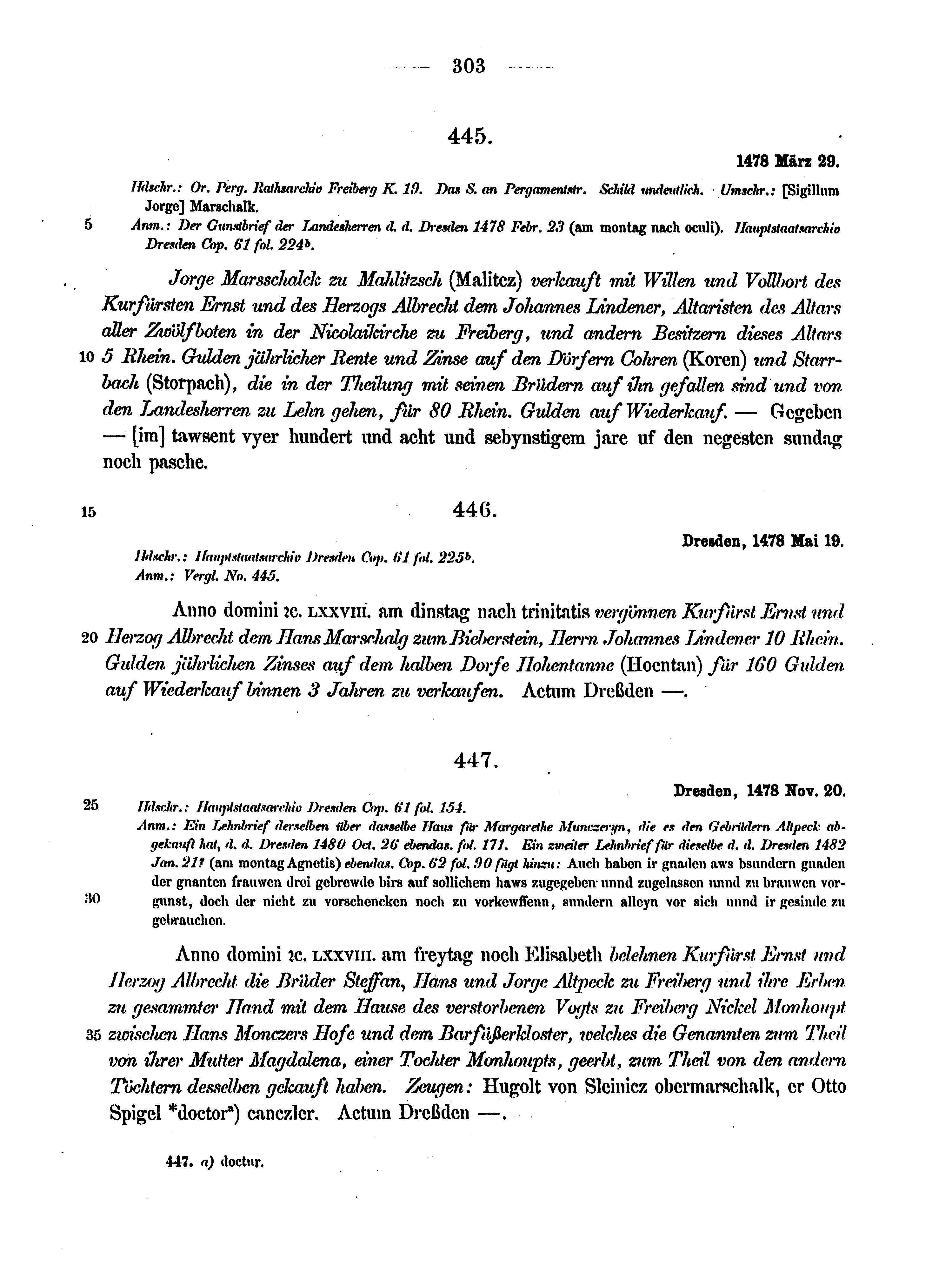 Historische Urkunde Seite 303 aus Band cds2_12