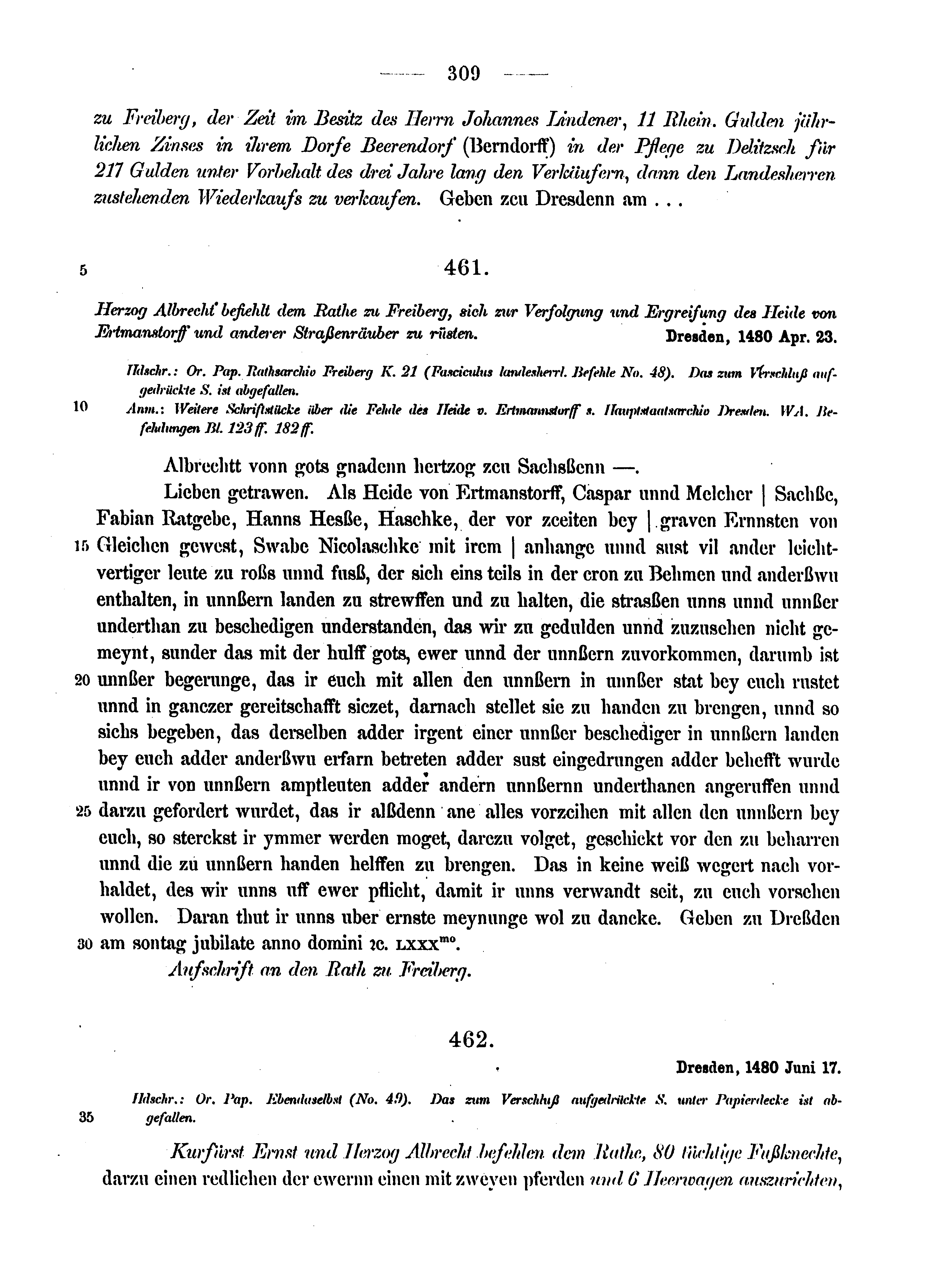 Historische Urkunde Seite 309 aus Band cds2_12