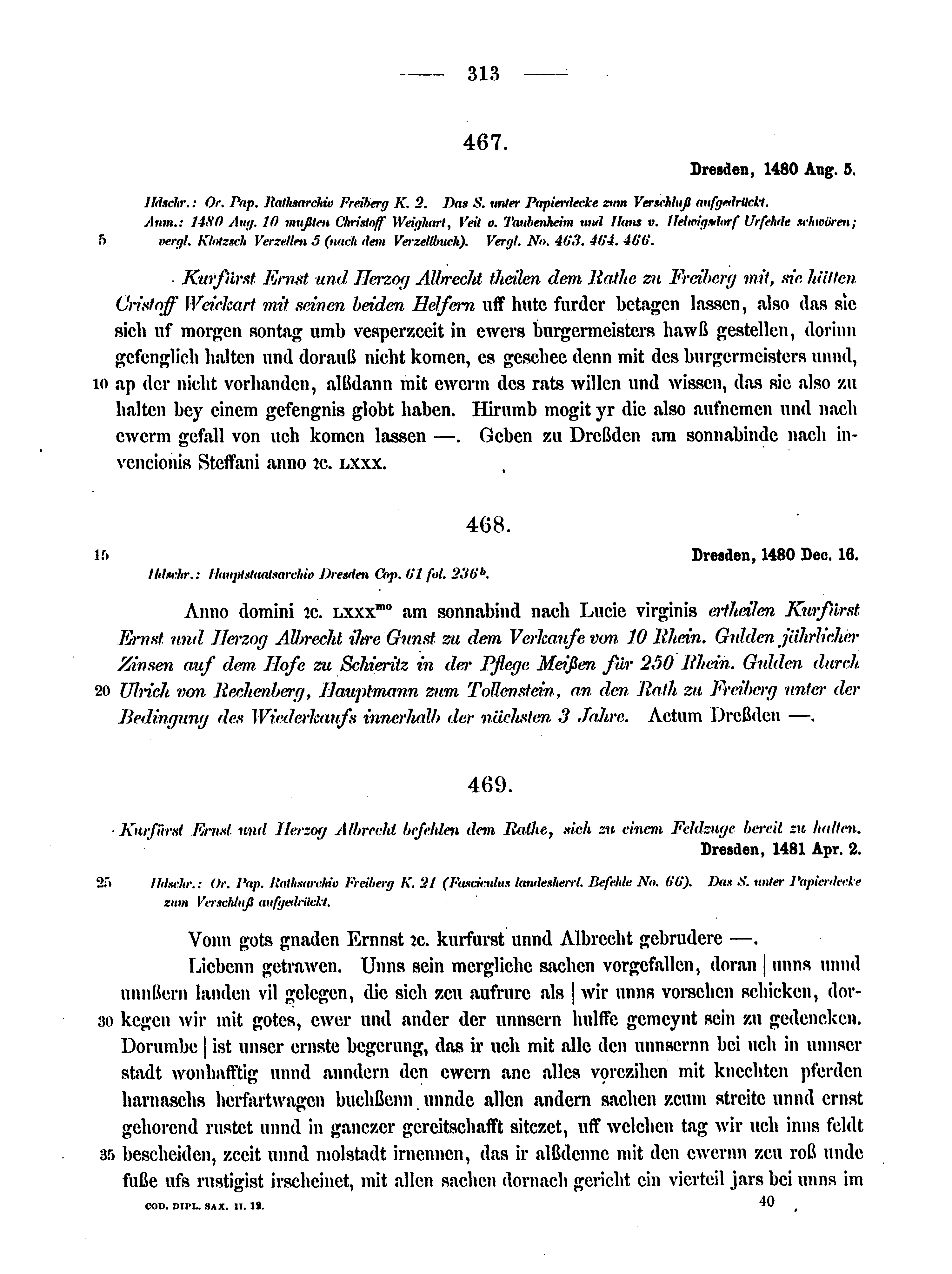 Historische Urkunde Seite 313 aus Band cds2_12