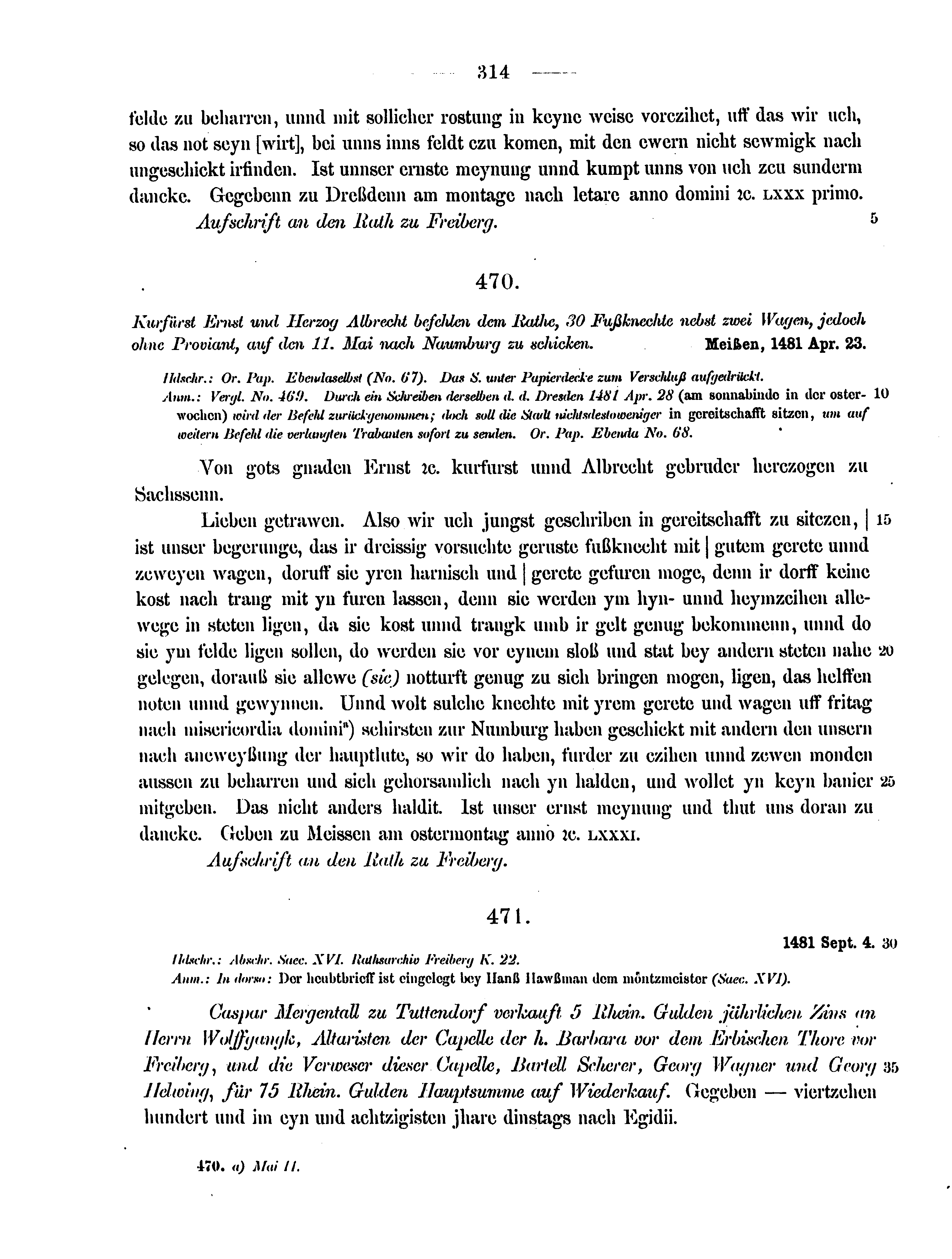 Historische Urkunde Seite 314 aus Band cds2_12