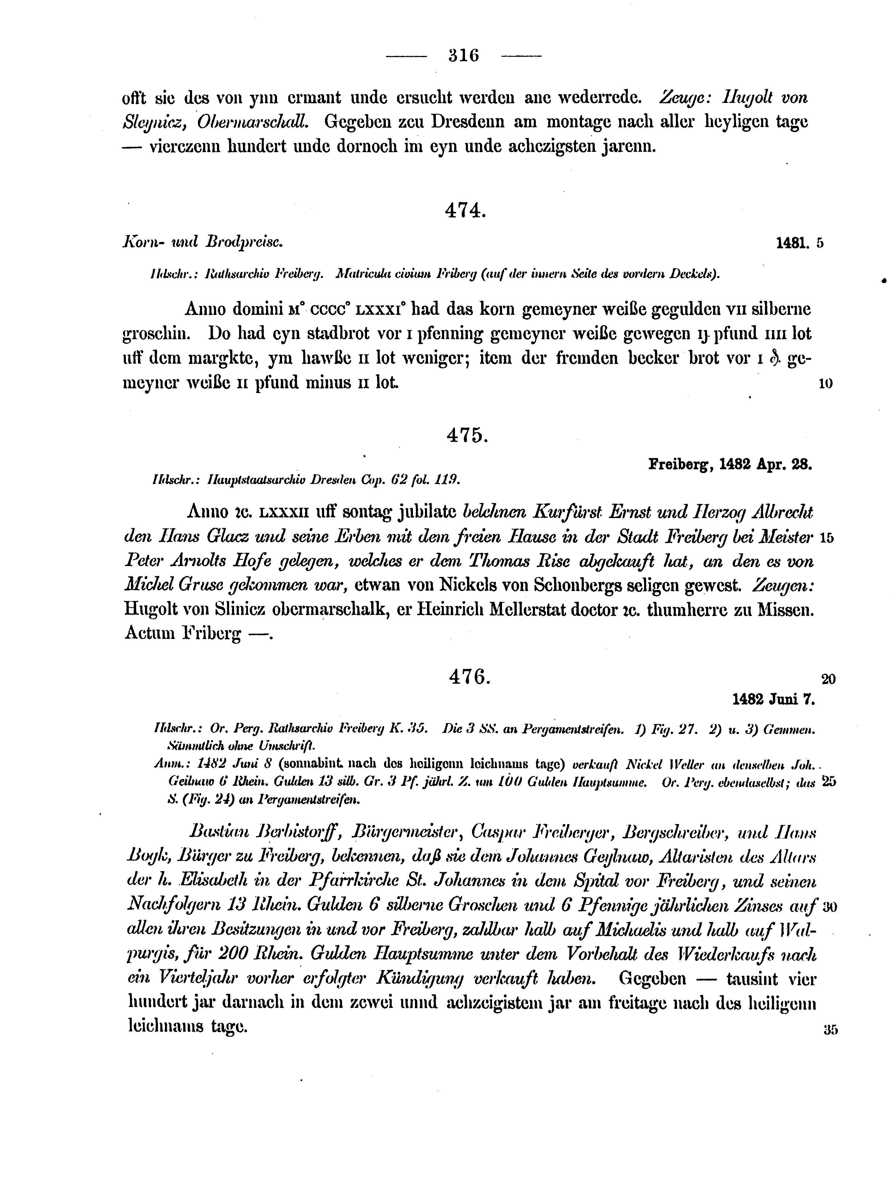 Historische Urkunde Seite 316 aus Band cds2_12