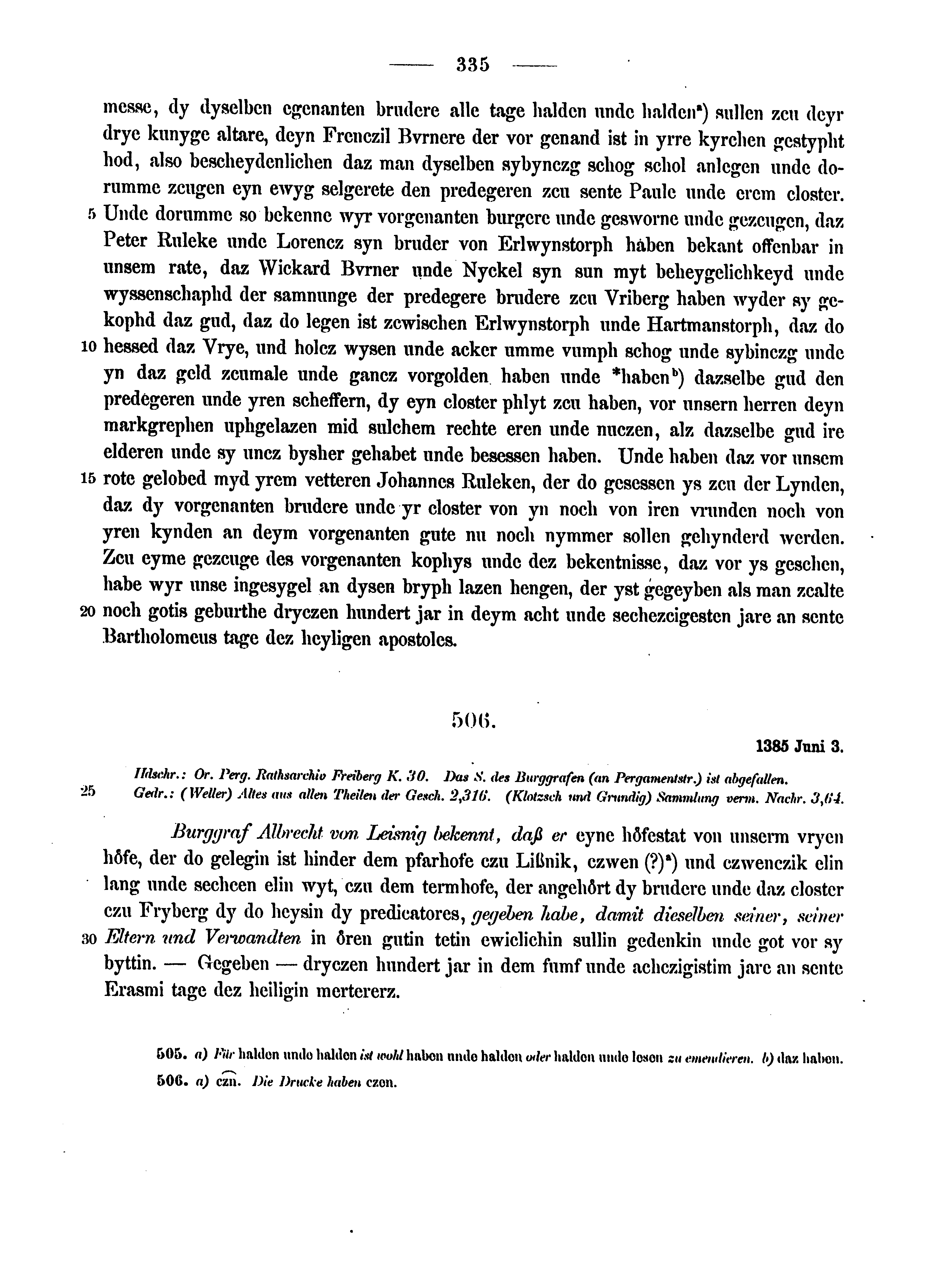 Historische Urkunde Seite 335 aus Band cds2_12