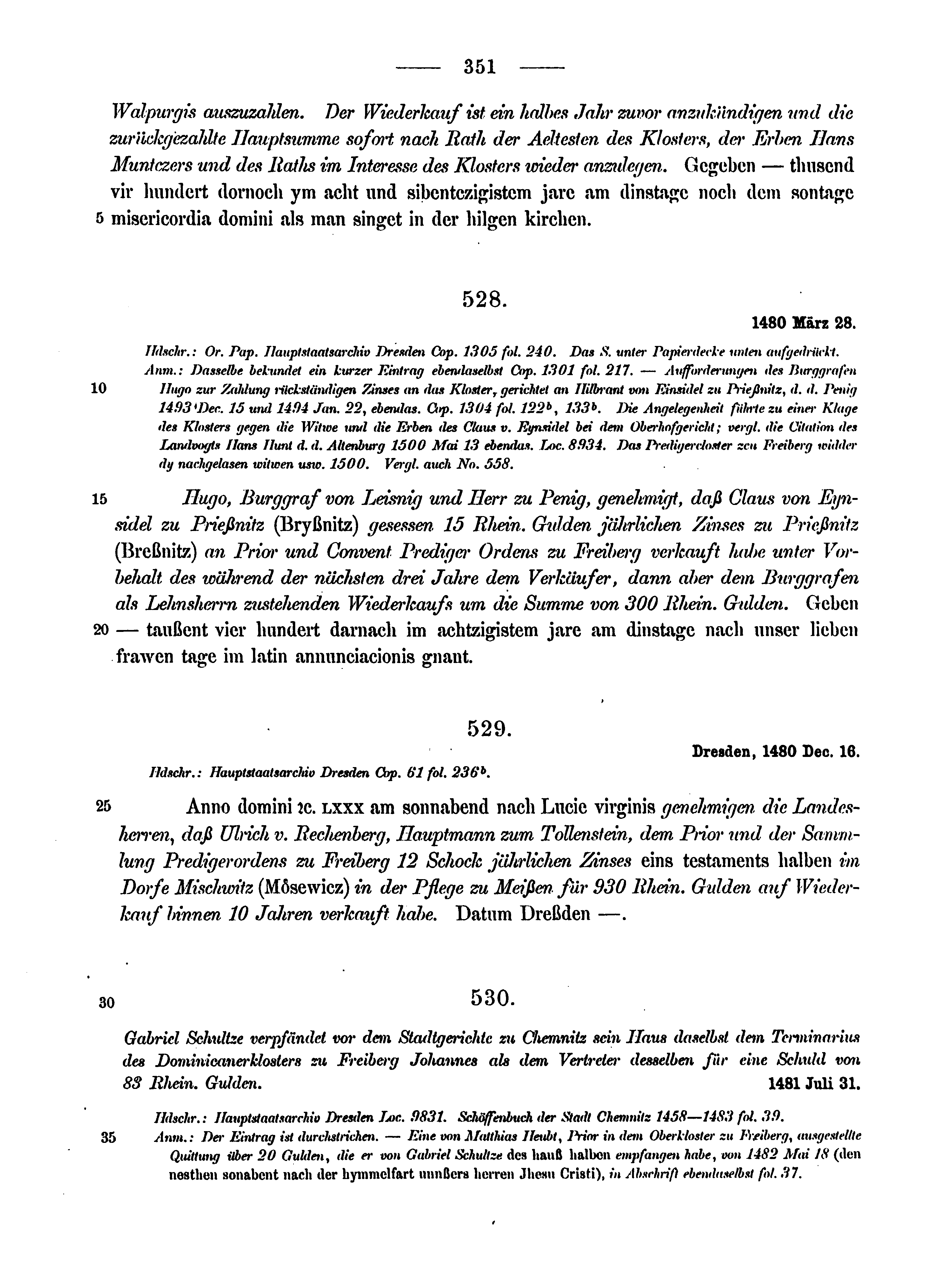 Historische Urkunde Seite 351 aus Band cds2_12