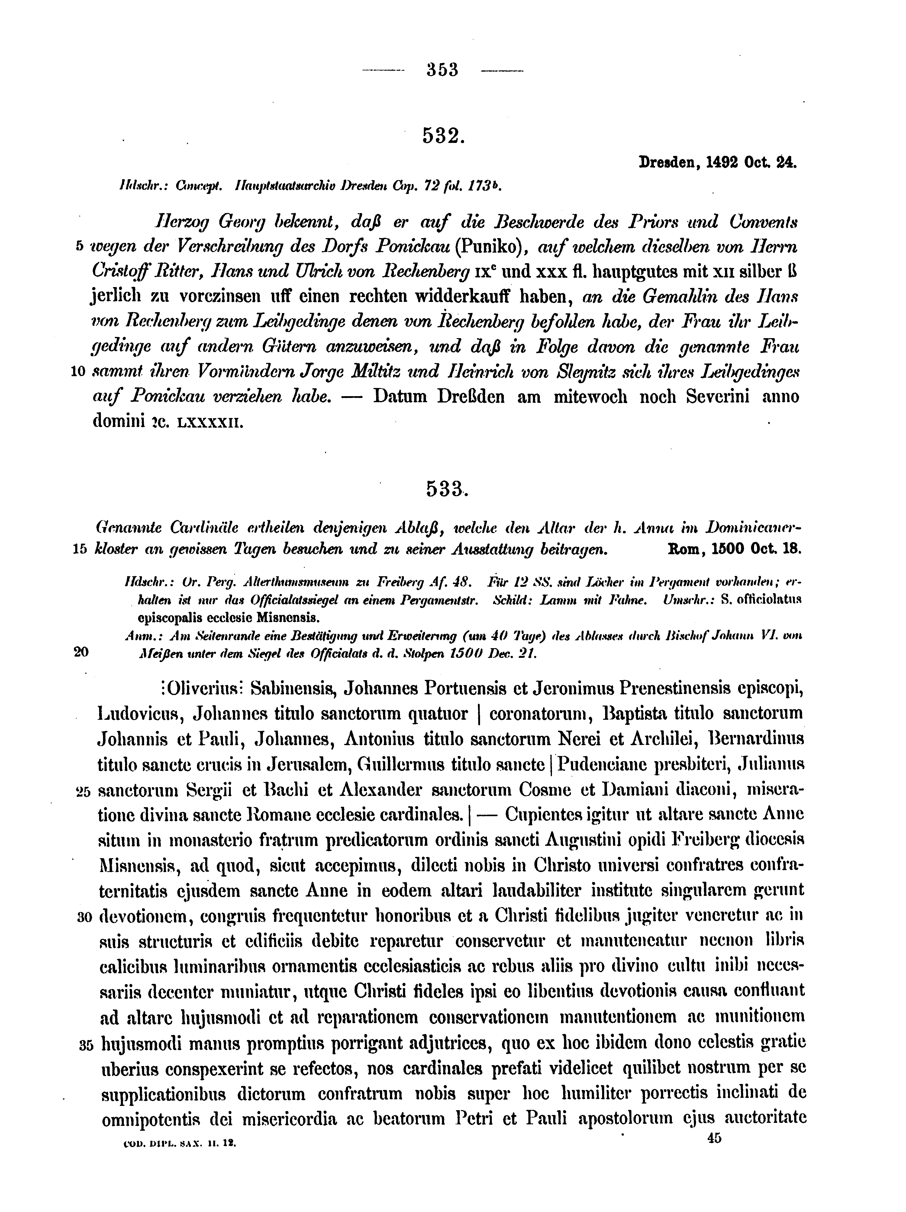 Historische Urkunde Seite 353 aus Band cds2_12