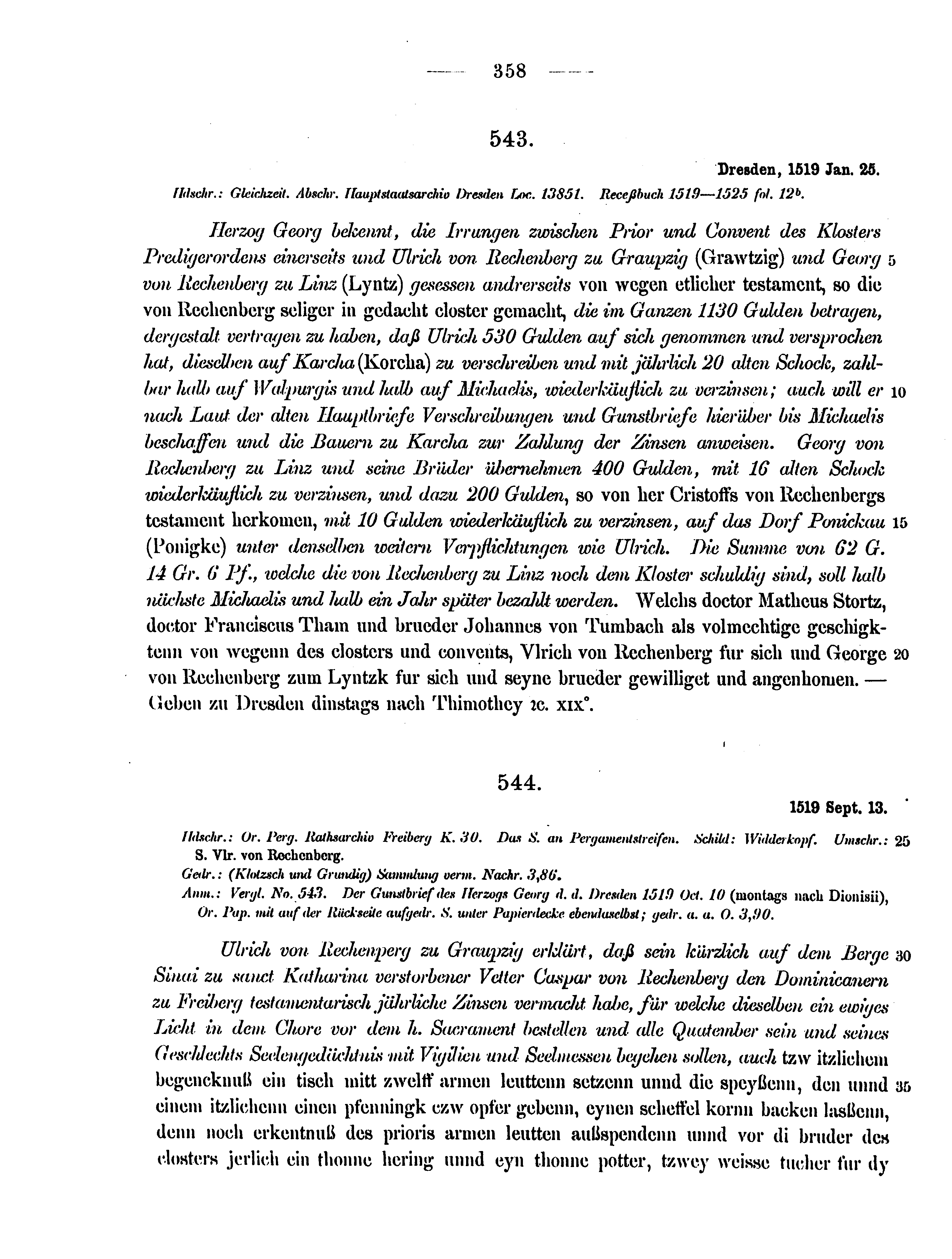 Historische Urkunde Seite 358 aus Band cds2_12