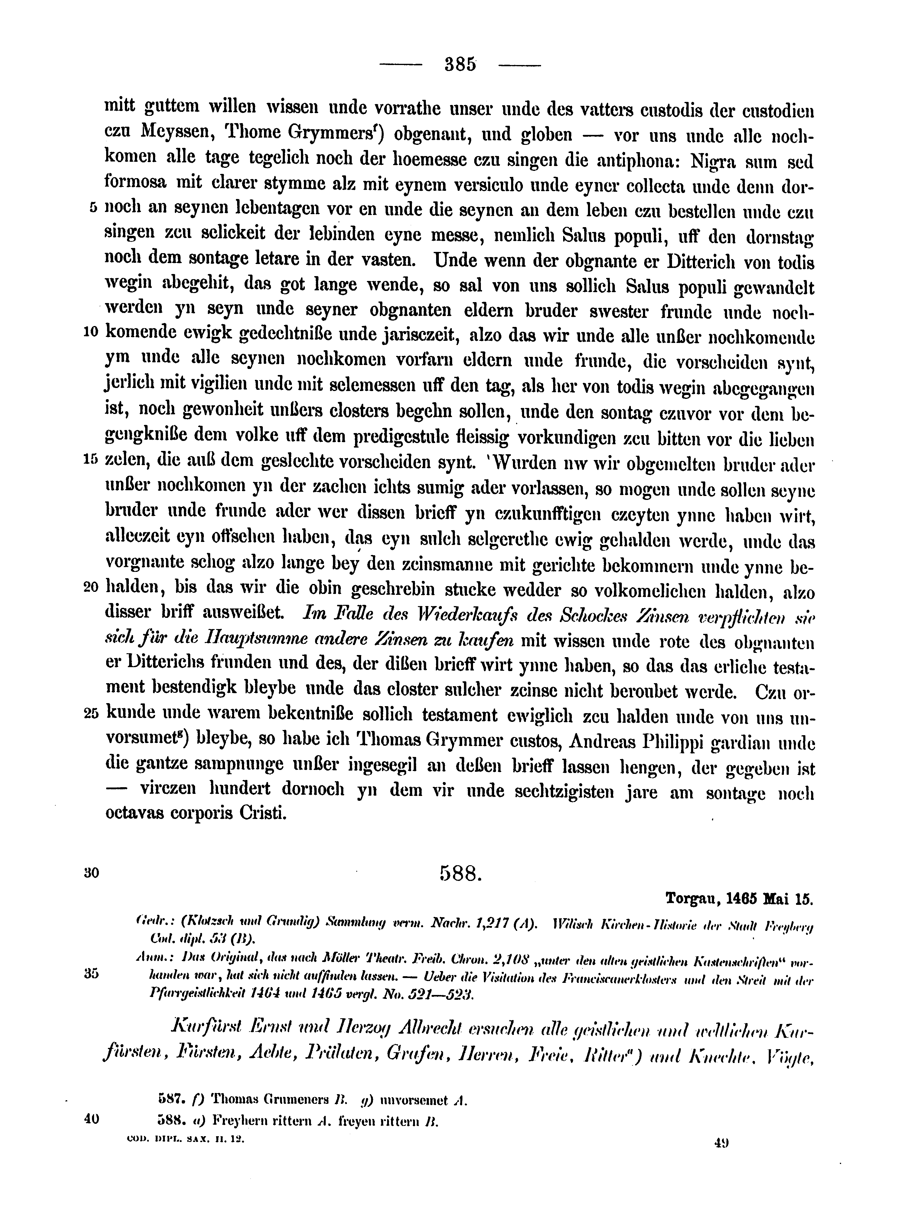 Historische Urkunde Seite 385 aus Band cds2_12