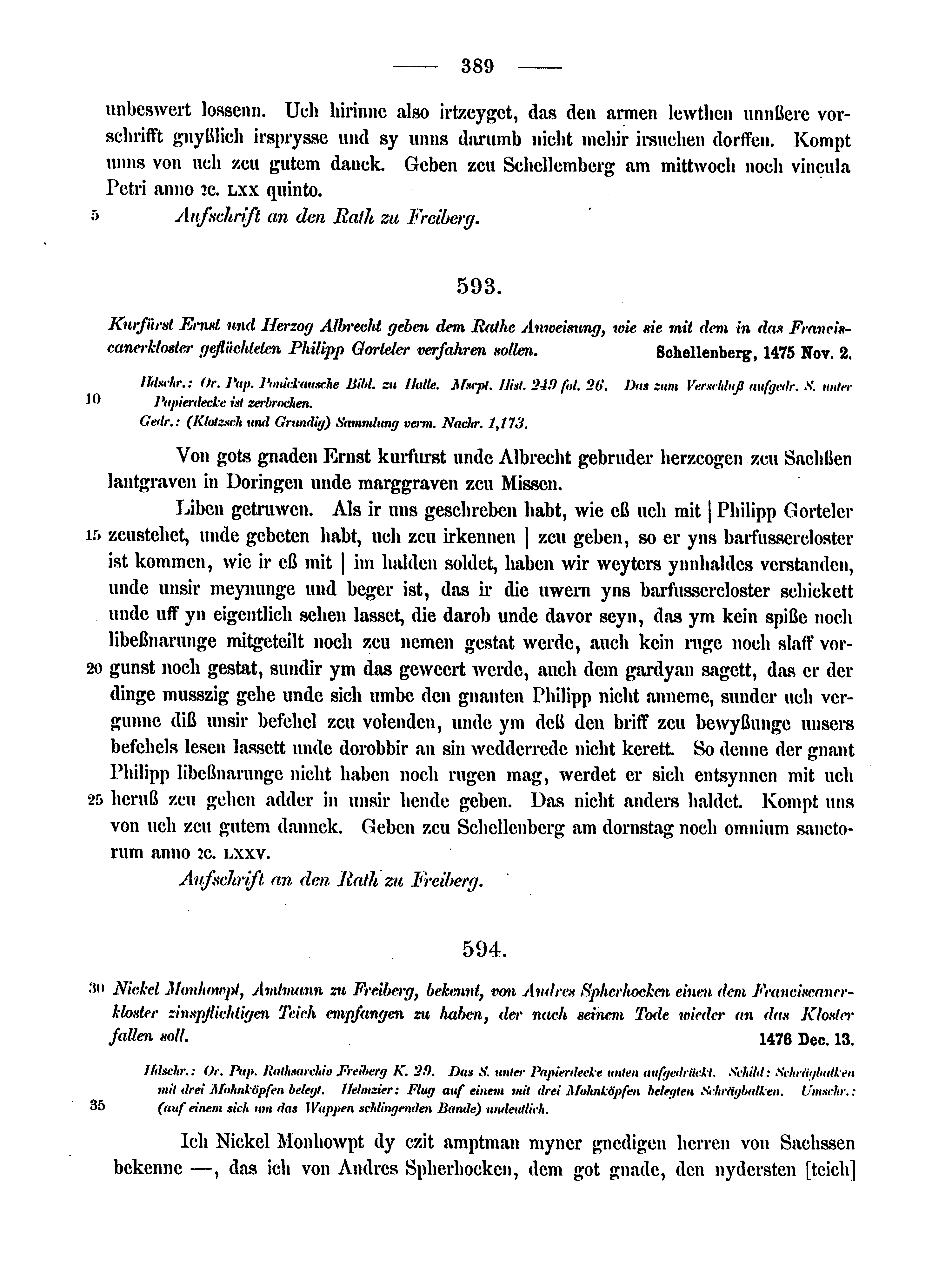 Historische Urkunde Seite 389 aus Band cds2_12