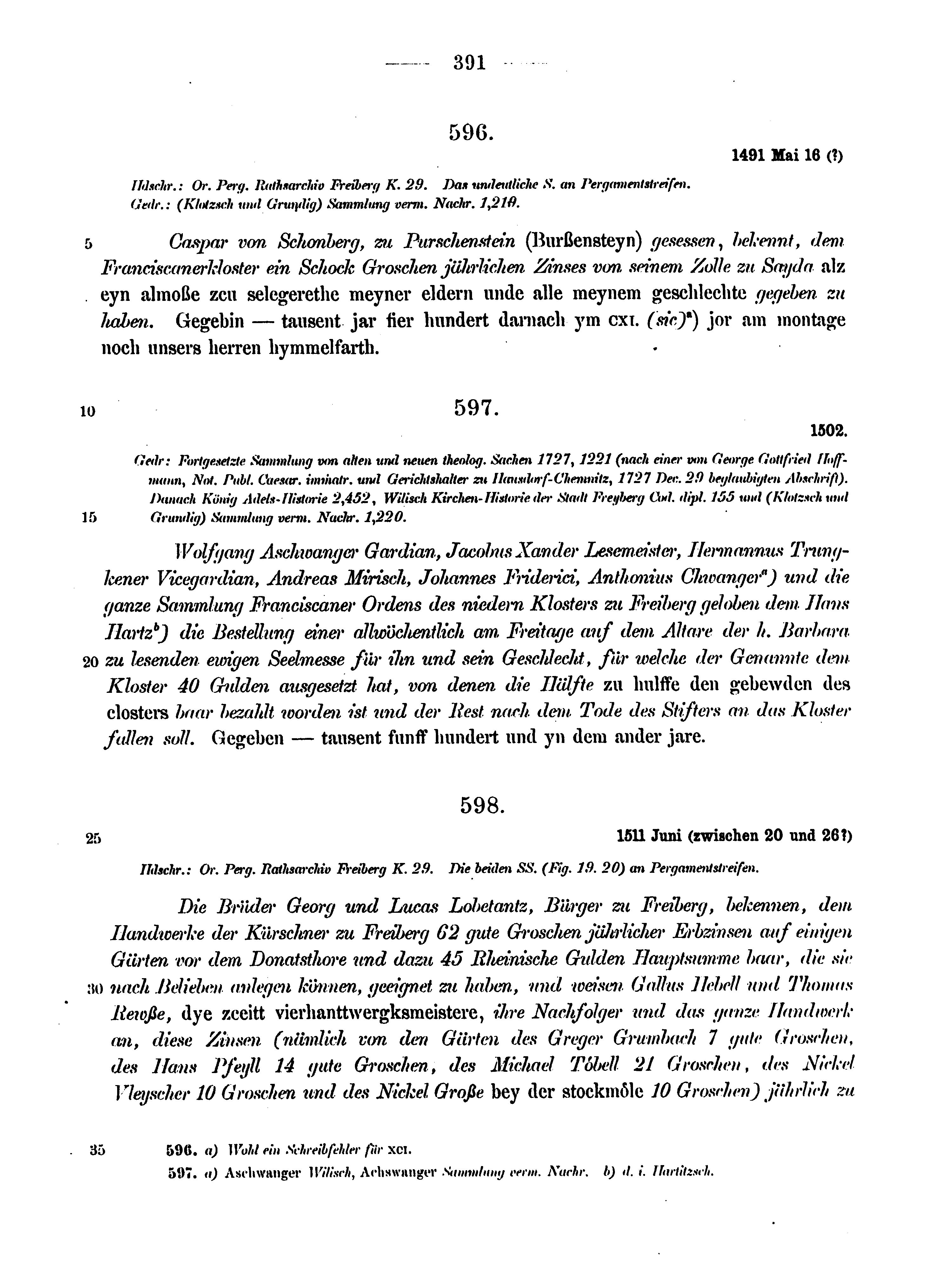 Historische Urkunde Seite 391 aus Band cds2_12
