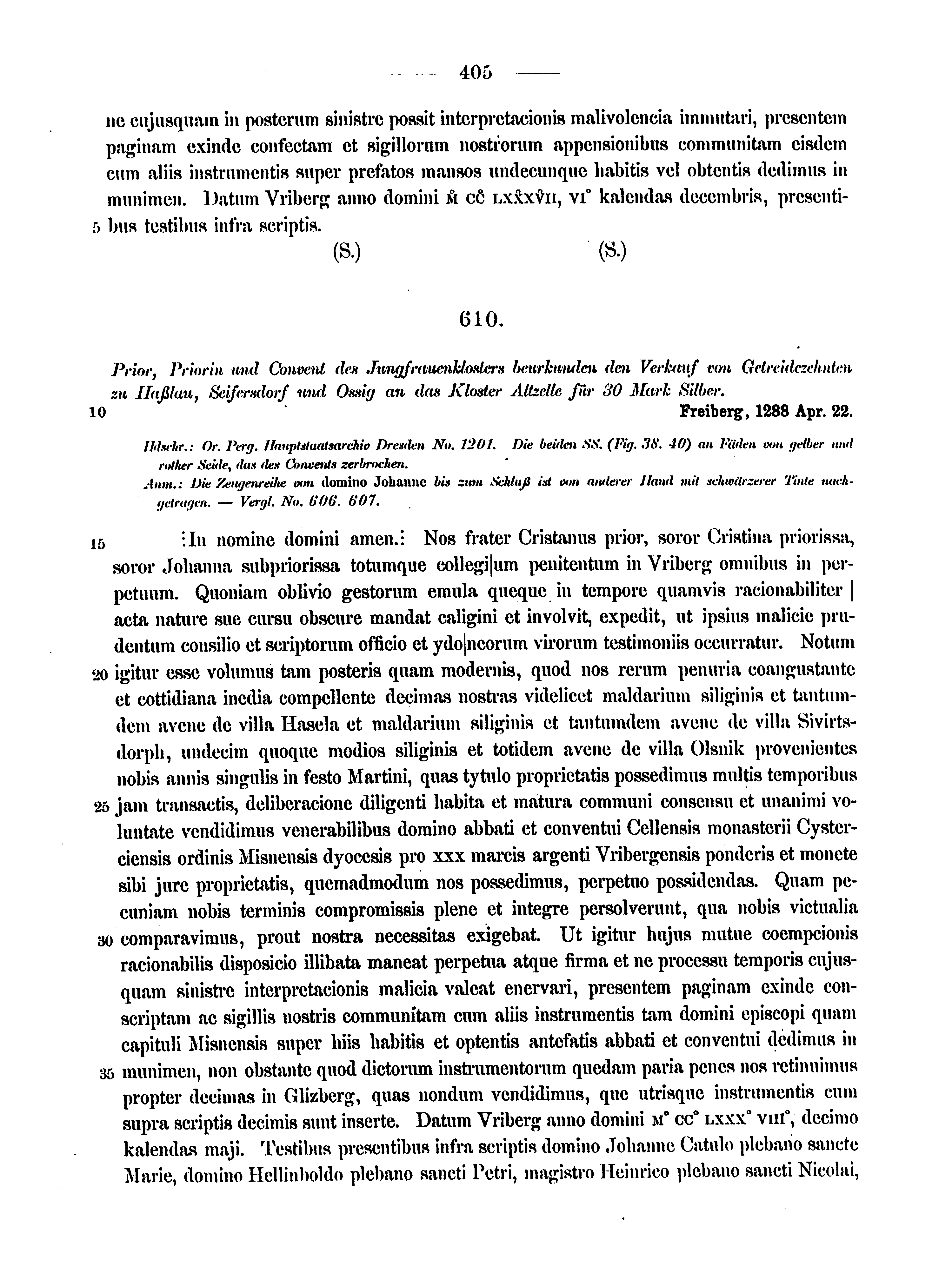 Historische Urkunde Seite 405 aus Band cds2_12