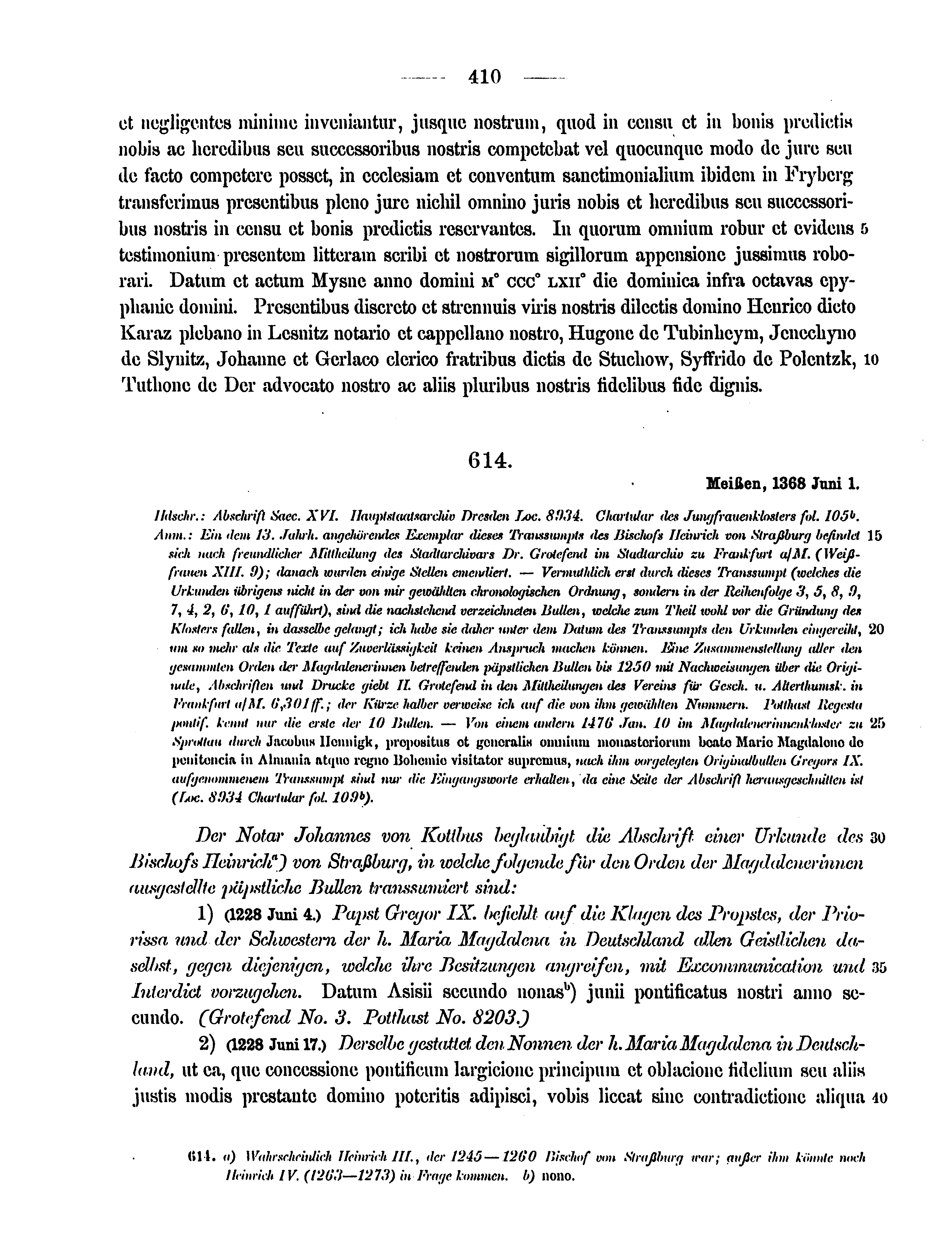 Historische Urkunde Seite 410 aus Band cds2_12
