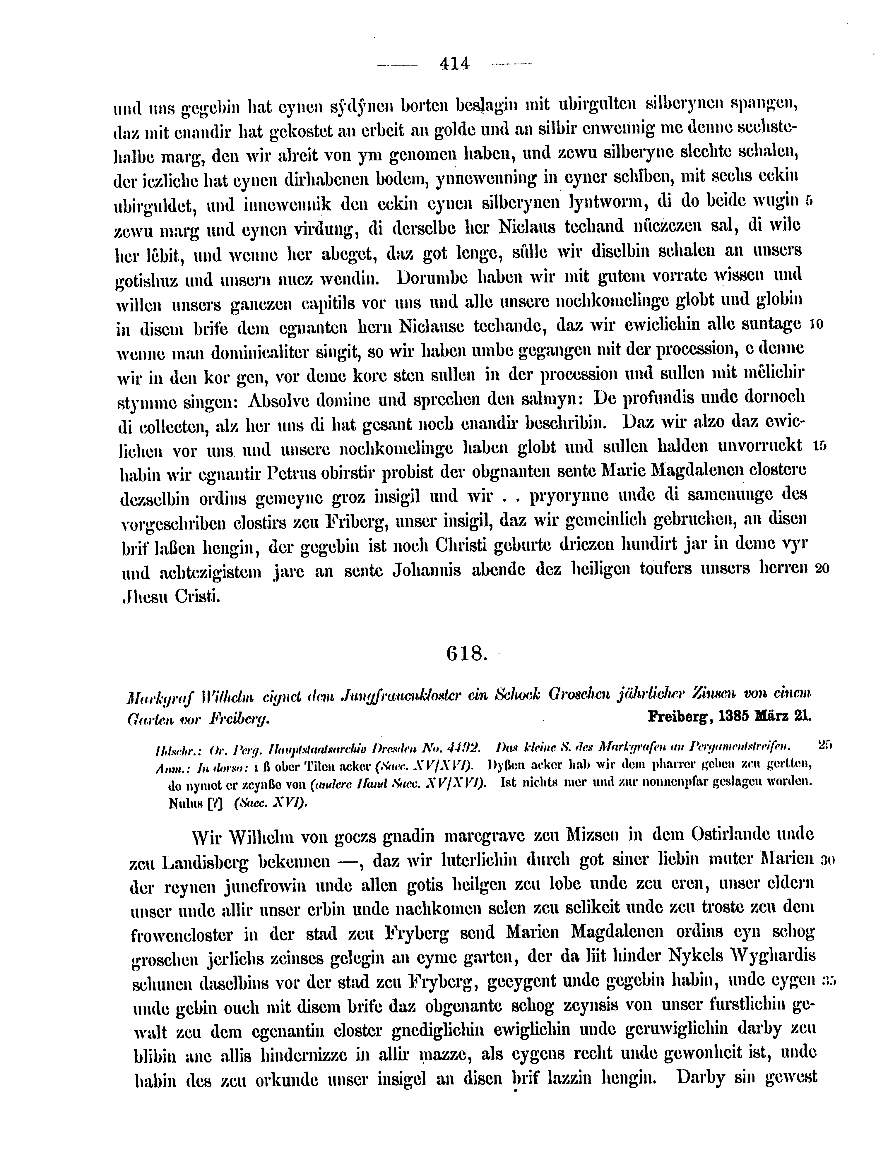 Historische Urkunde Seite 414 aus Band cds2_12