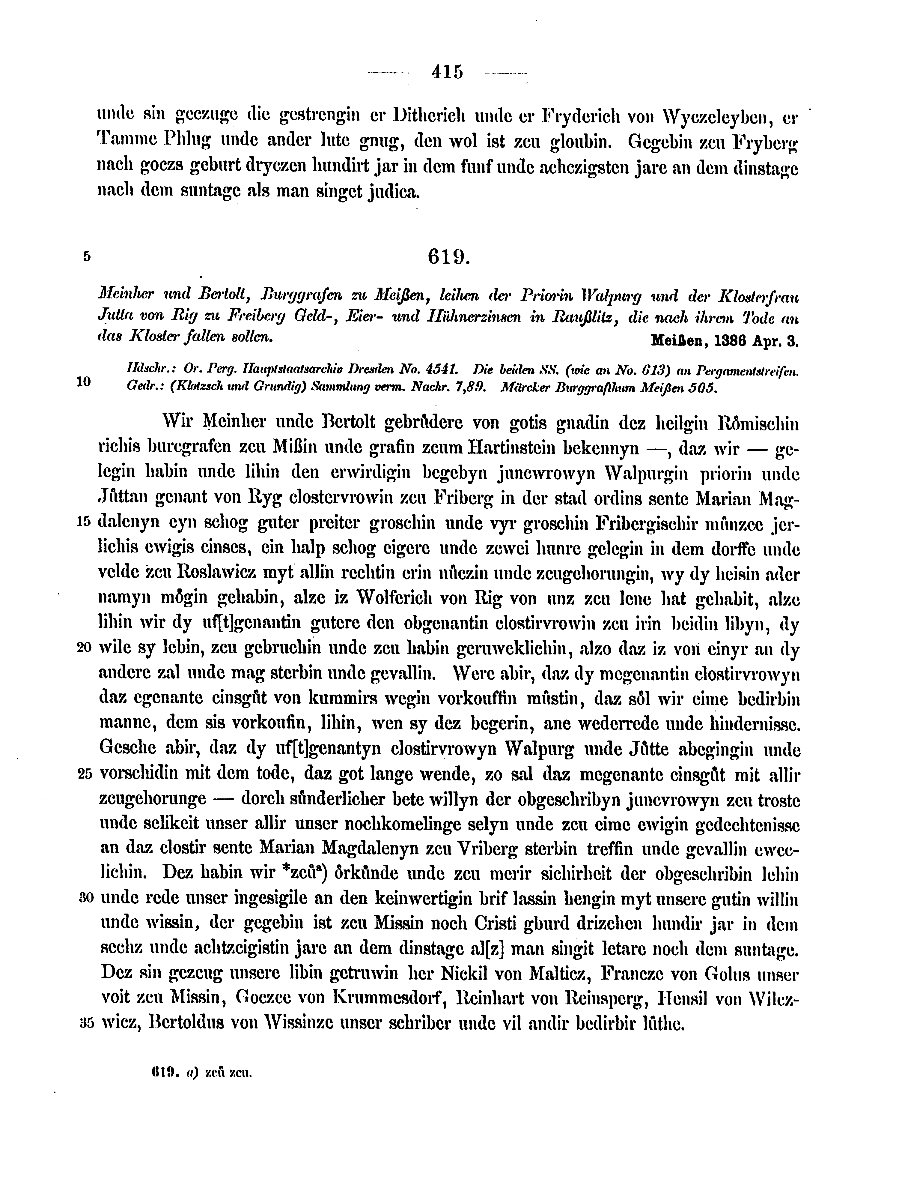 Historische Urkunde Seite 415 aus Band cds2_12