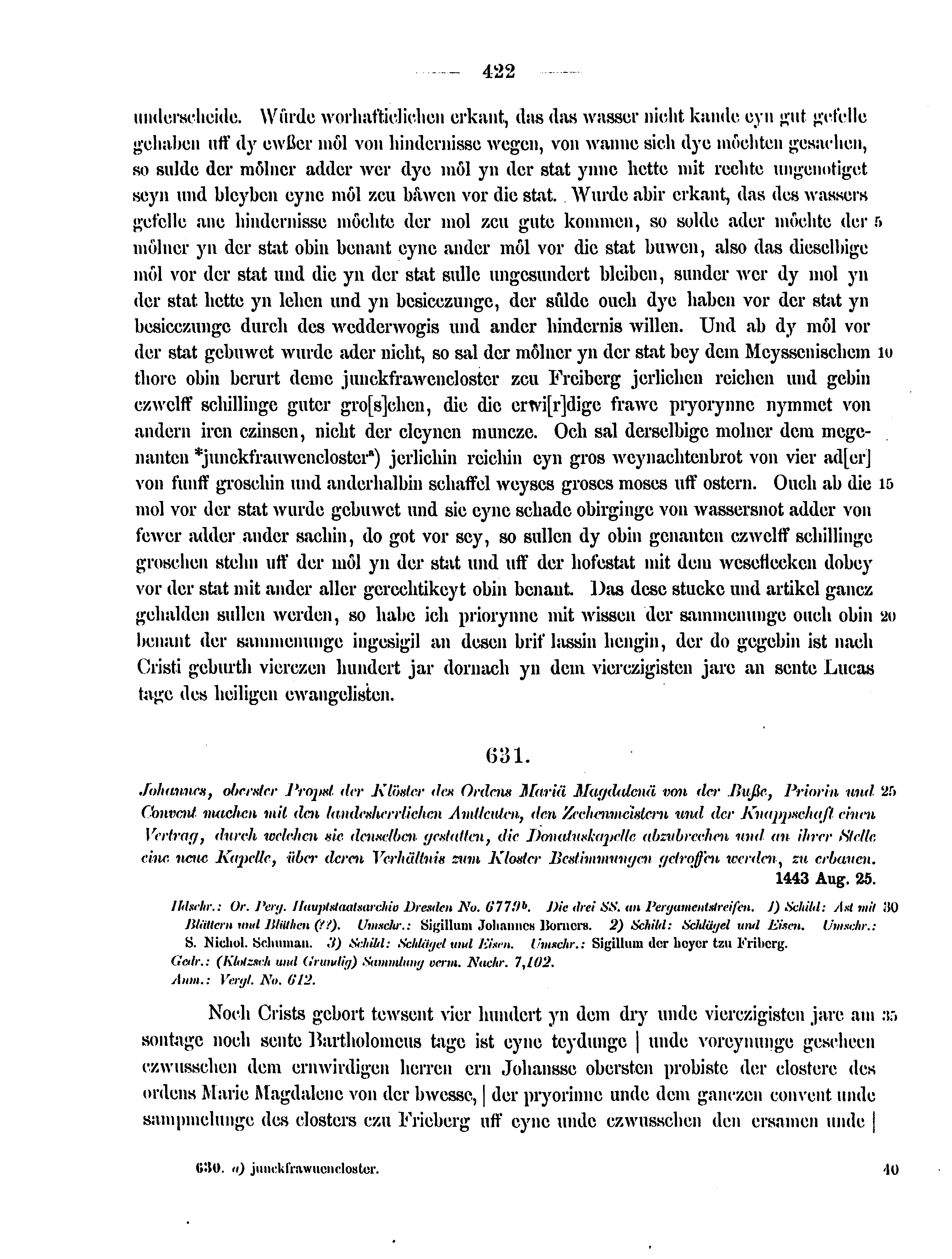 Historische Urkunde Seite 422 aus Band cds2_12