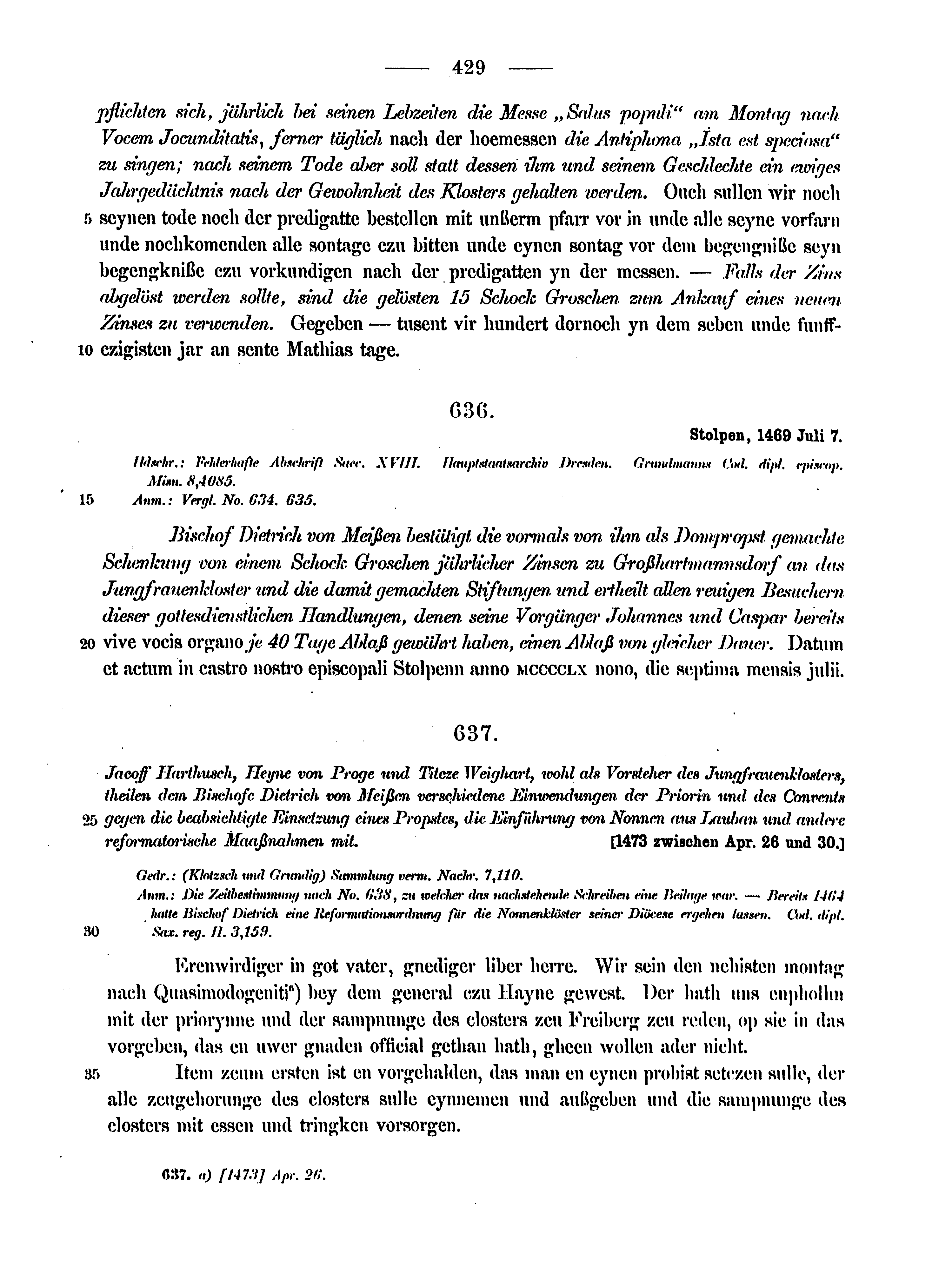 Historische Urkunde Seite 429 aus Band cds2_12