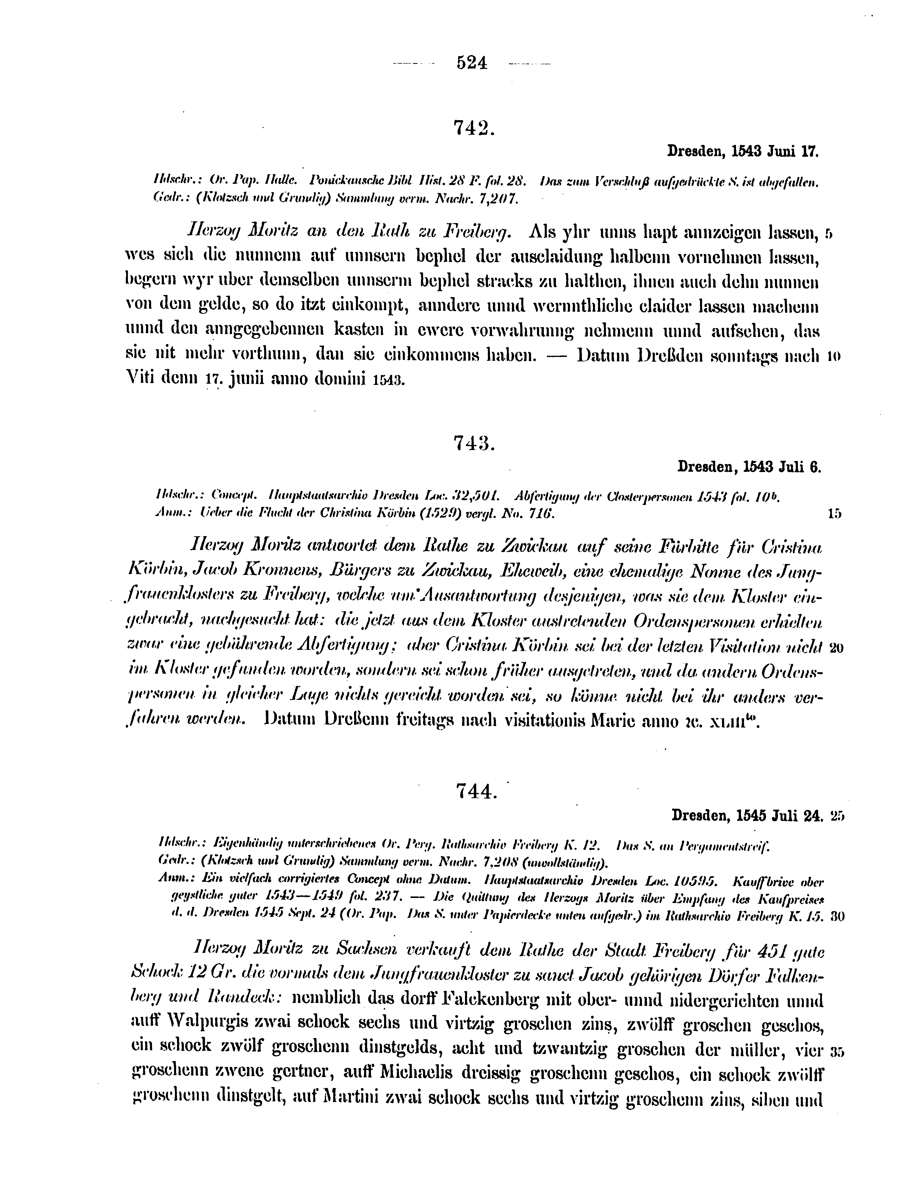 Historische Urkunde Seite 524 aus Band cds2_12